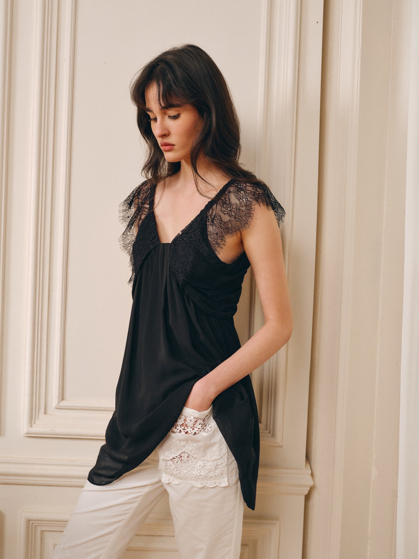 Air Lace Mini Dress-Black