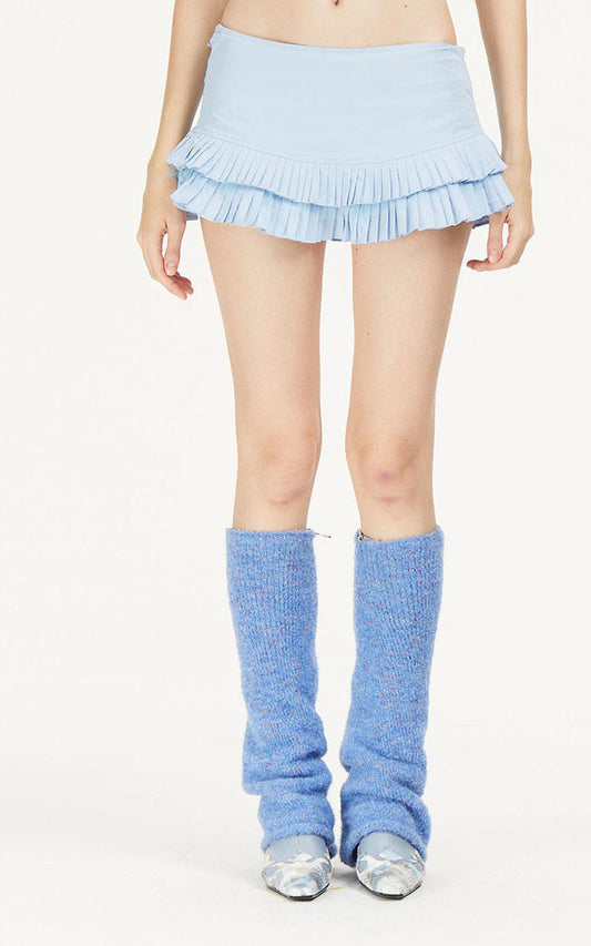 Fuzzy Knit Leg Warmer in Blue