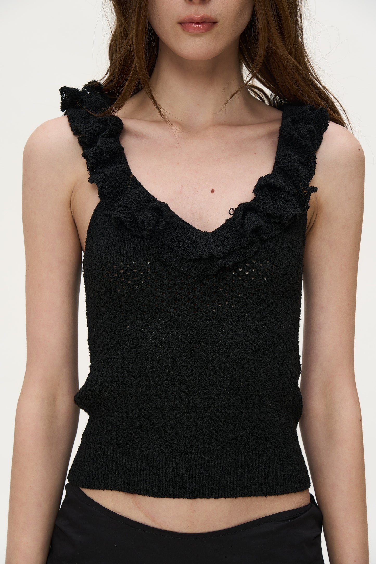 Vienne Cropped Knit Top in Black