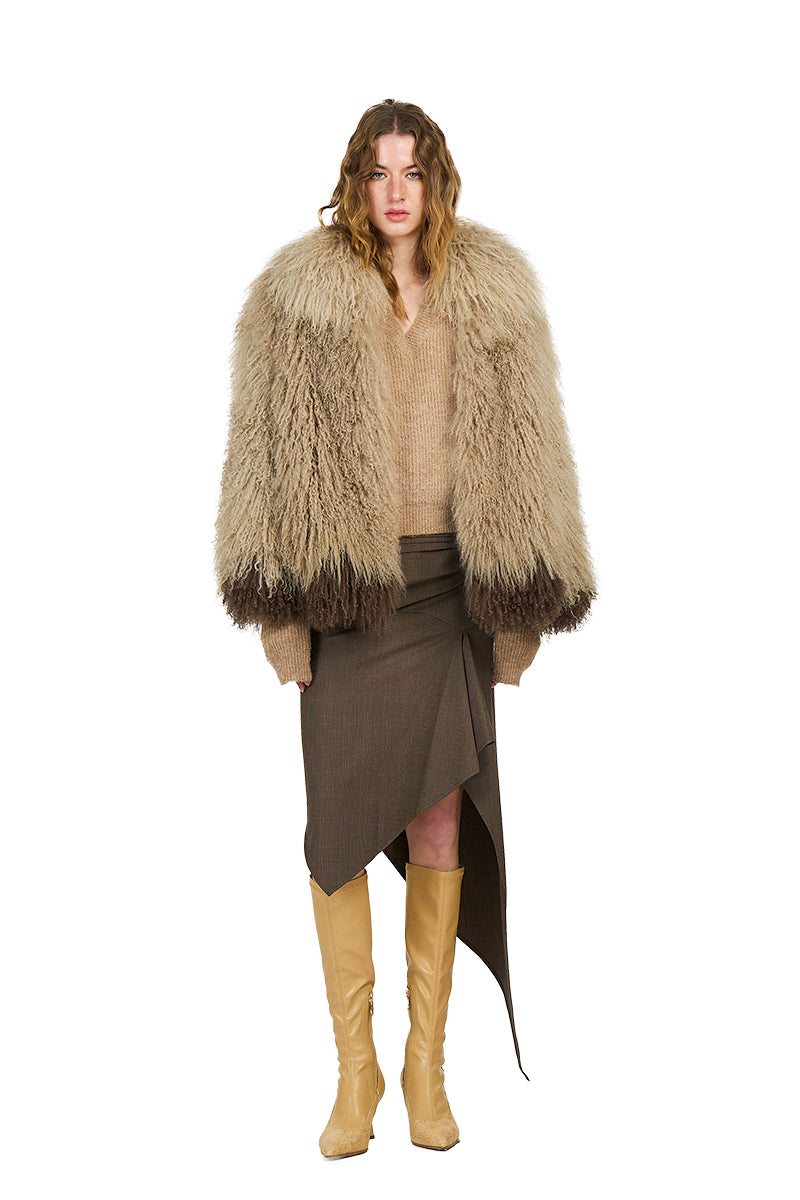 Zanna Two Colors Mongonlian fur Loose Coat