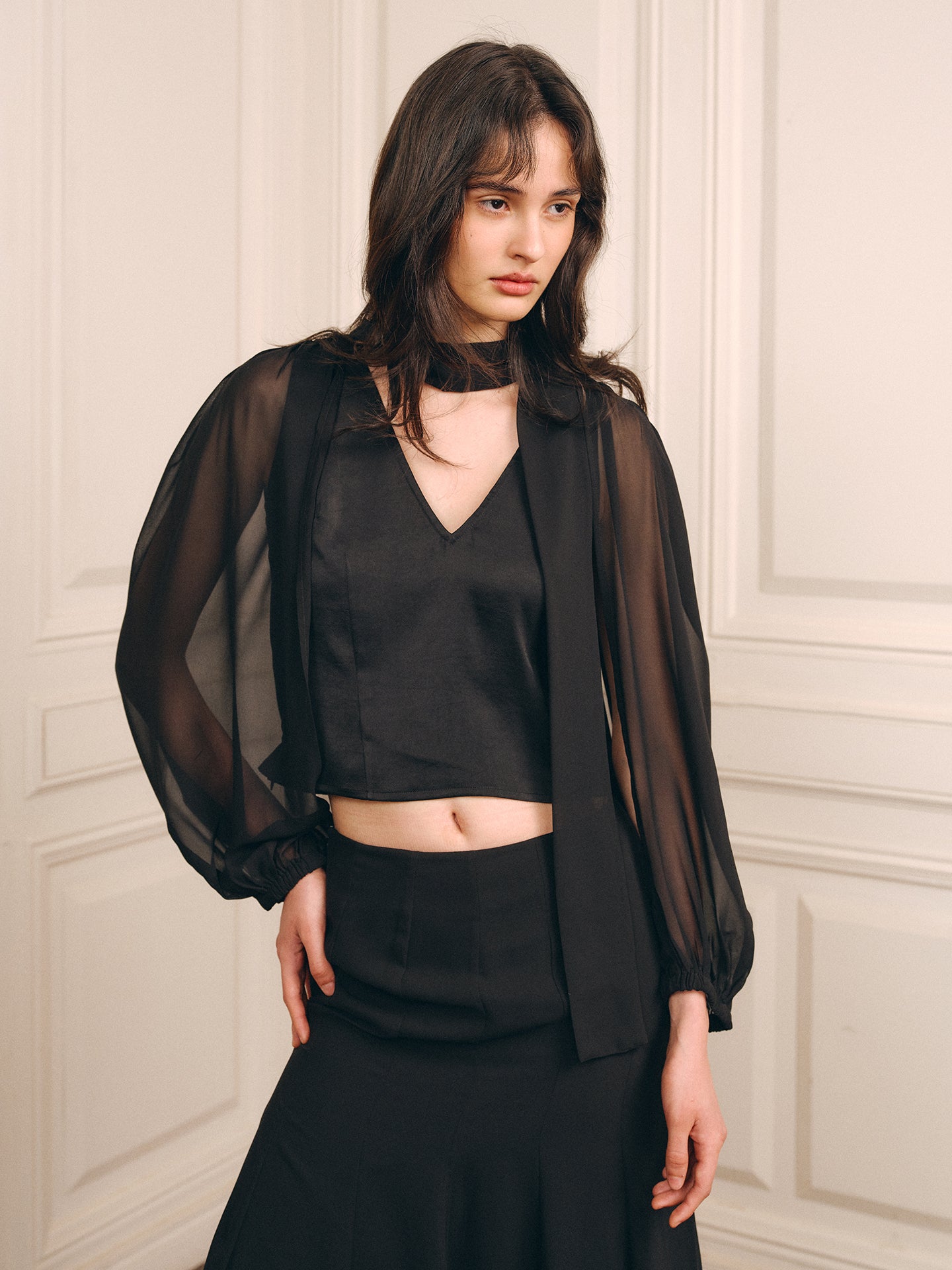 Isola Sheer Top-Black