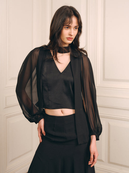 Isola Sheer Top-Black