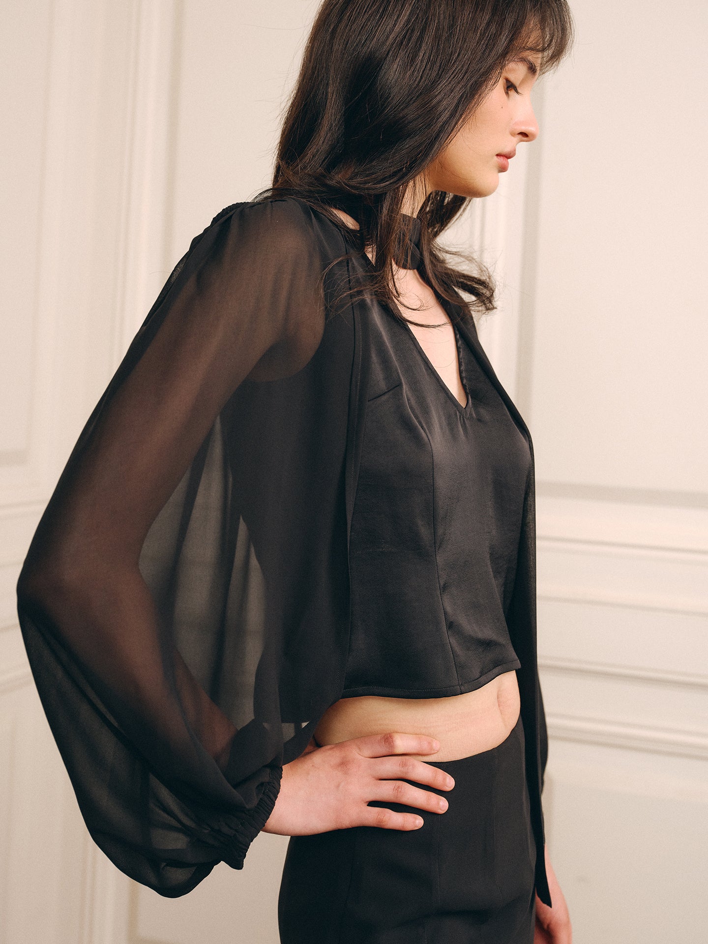 Isola Sheer Top-Black