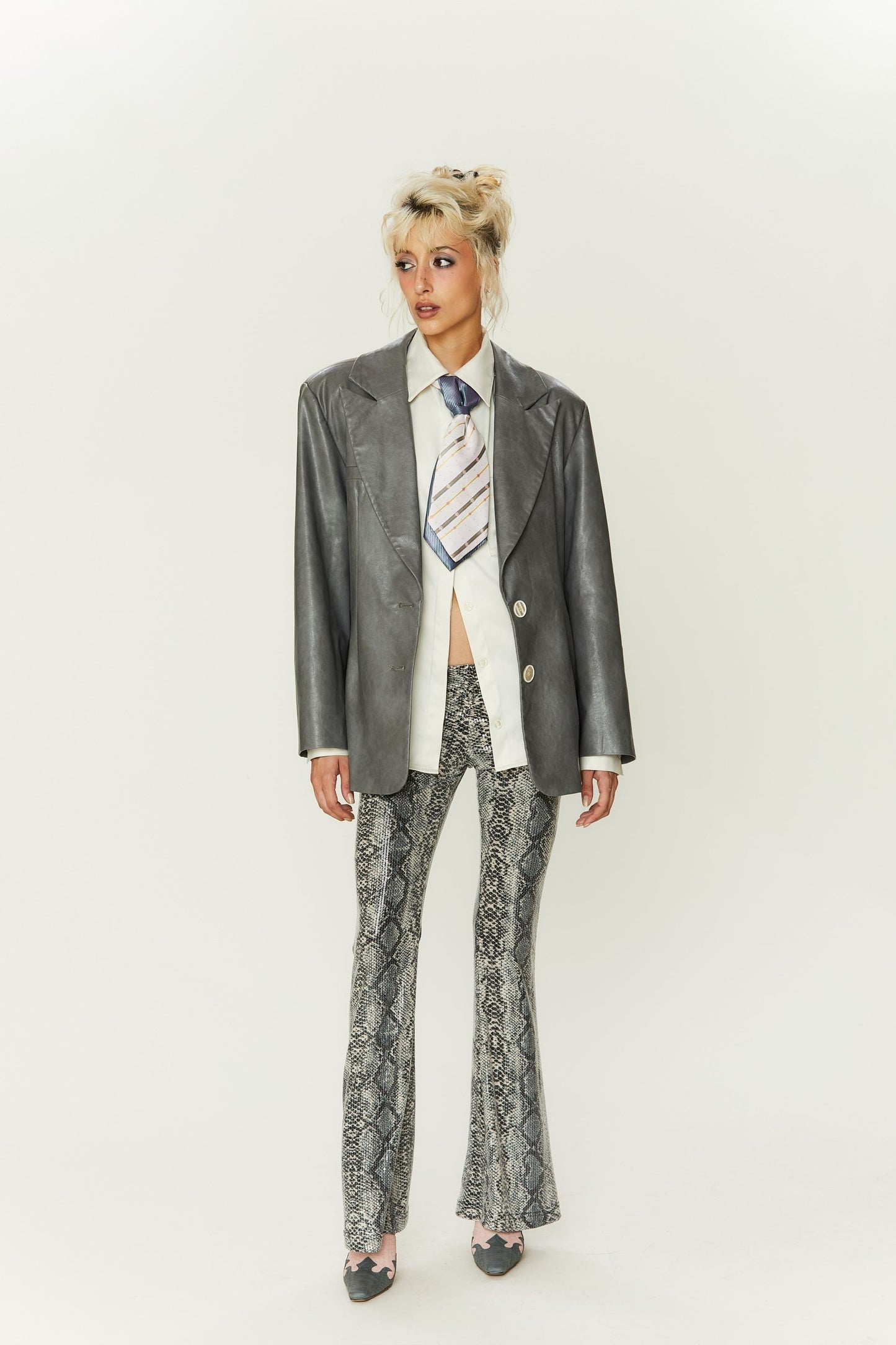 Bianca Lether Suit in Gray