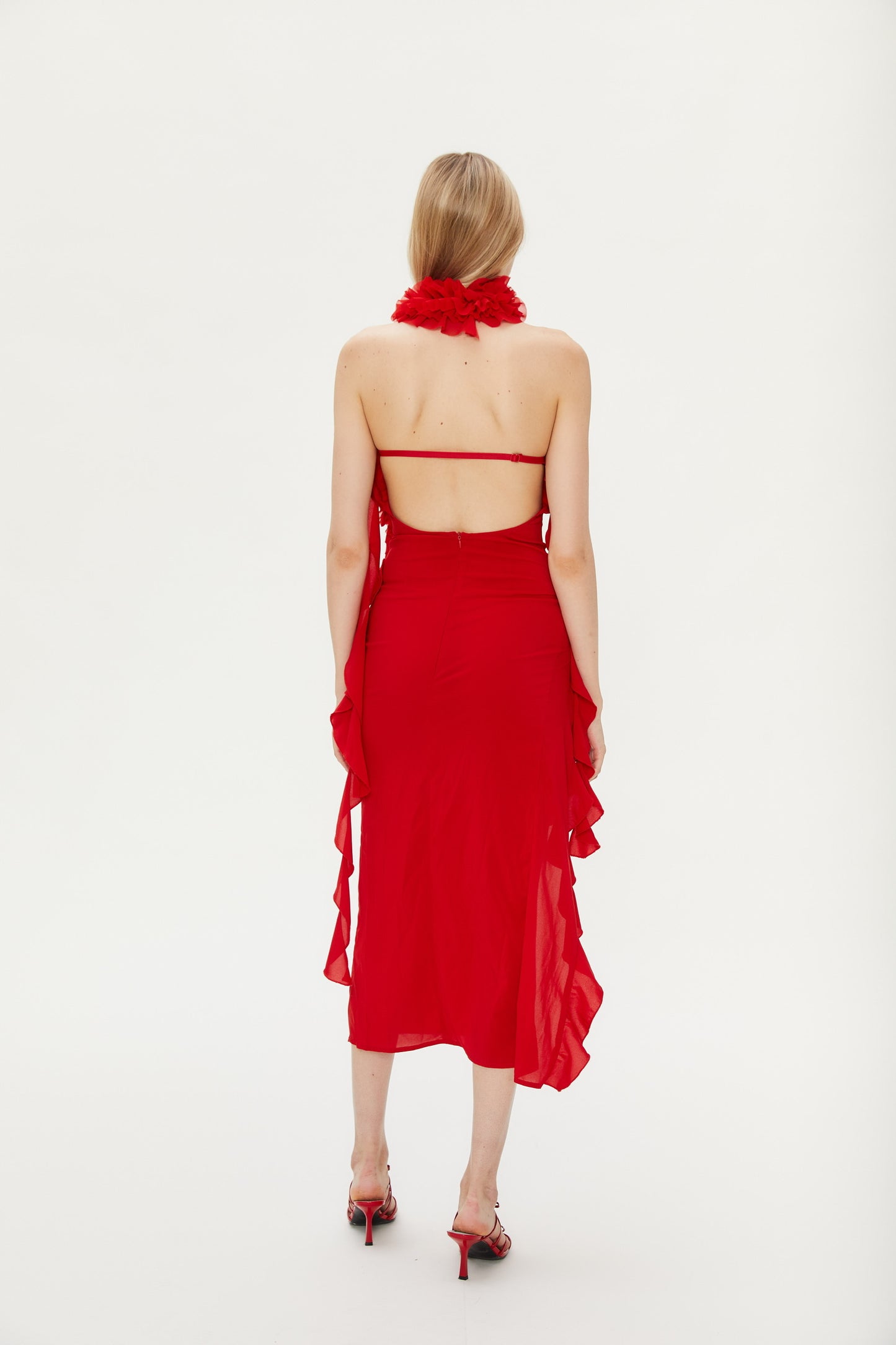 Crush Strapless Dress in Red
