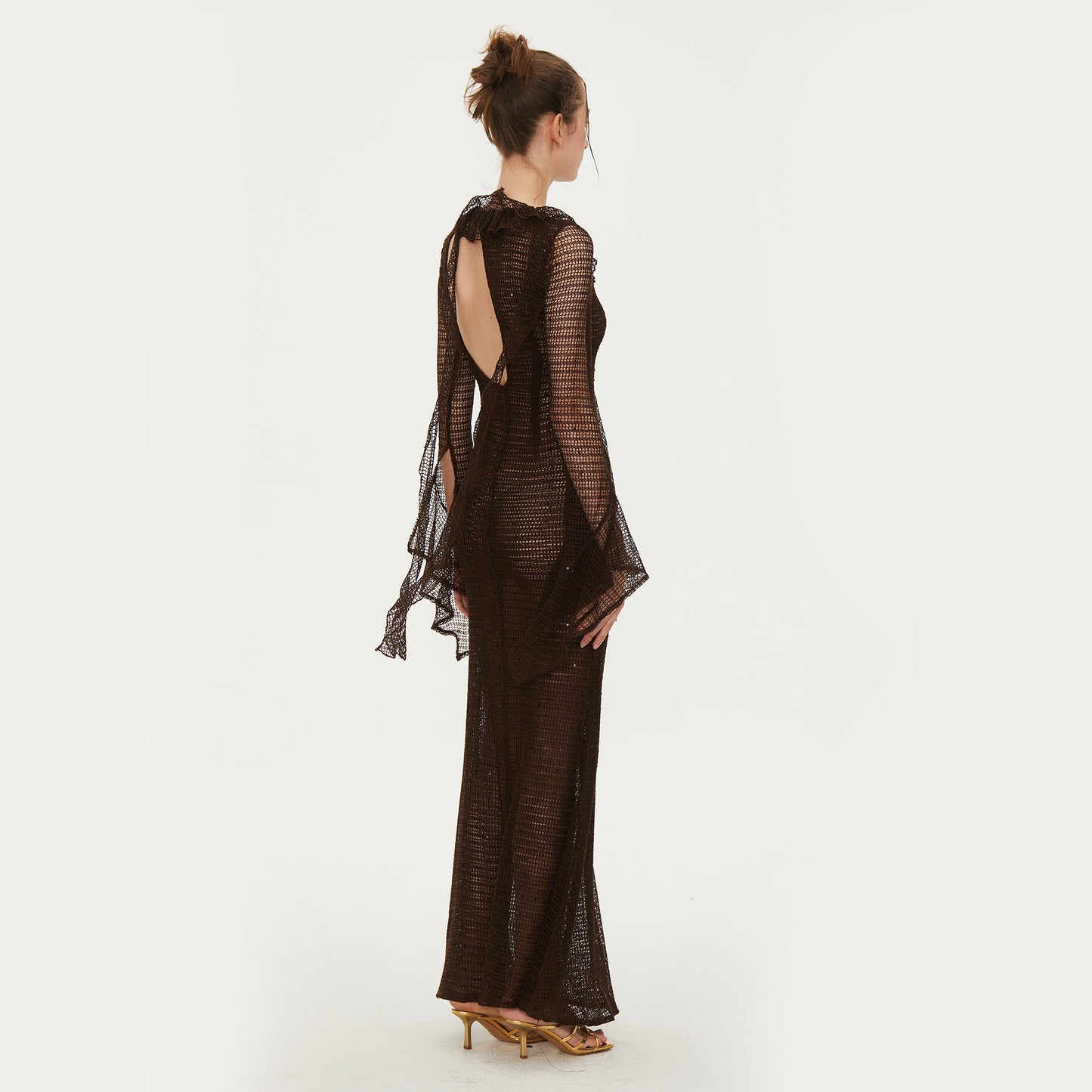 Tipsy Crochet Dress in Brown