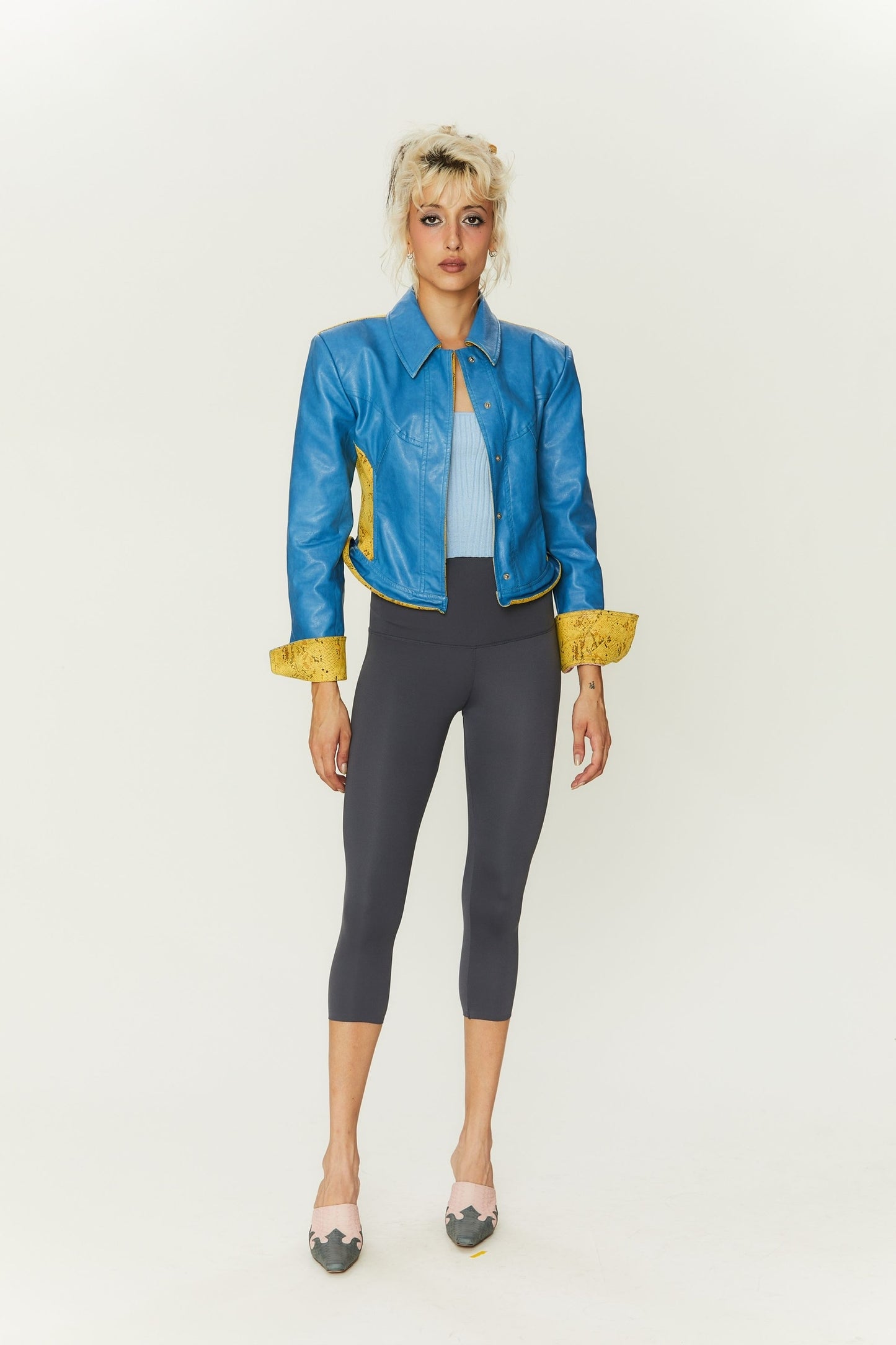 Freja Leather Jacket in Blue