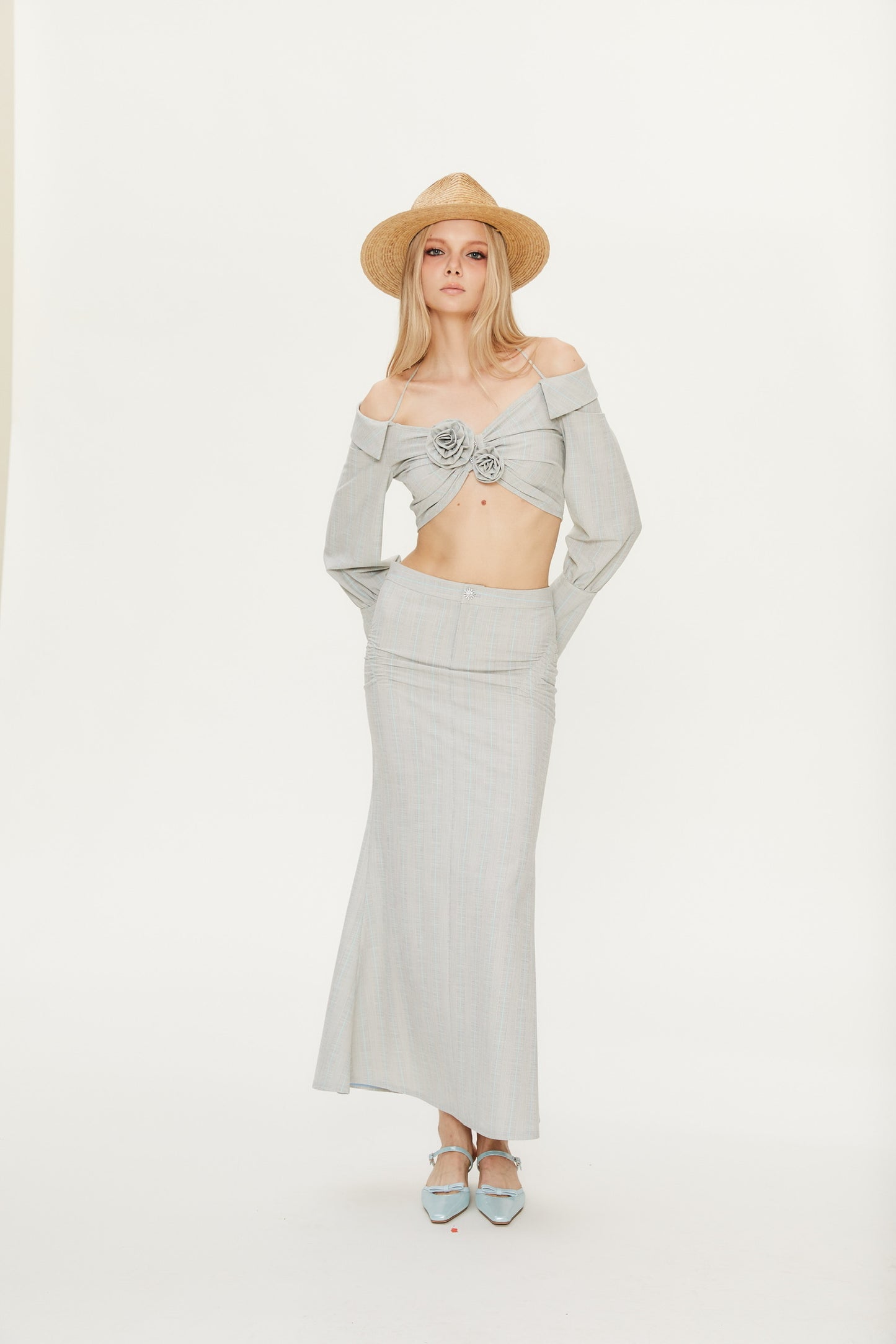 Nelly Basic Maxi Skirt in Gray