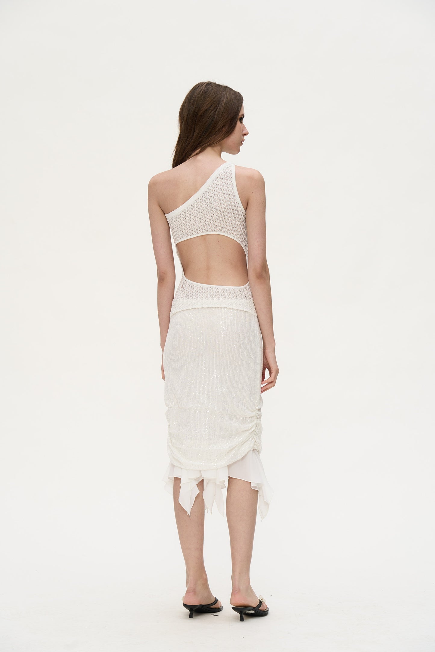 Sella Patchwork Sequin Skirt in White