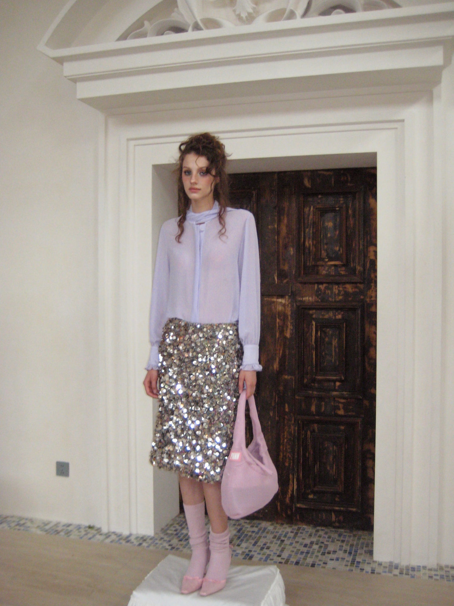 Debby Sequin Tweed Maxi Skirt