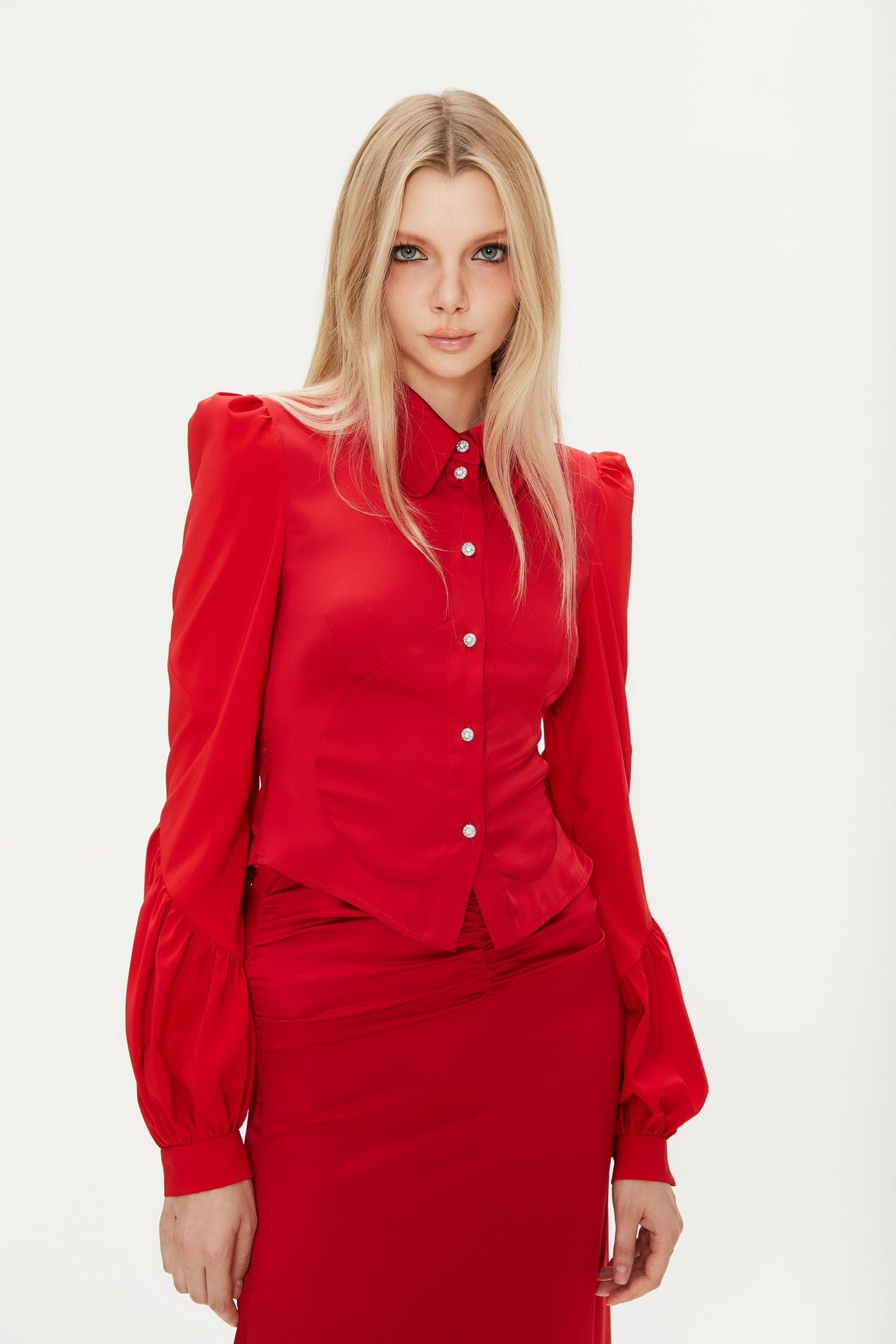Ulia Love Heart Scoop Backless Blouse in Red