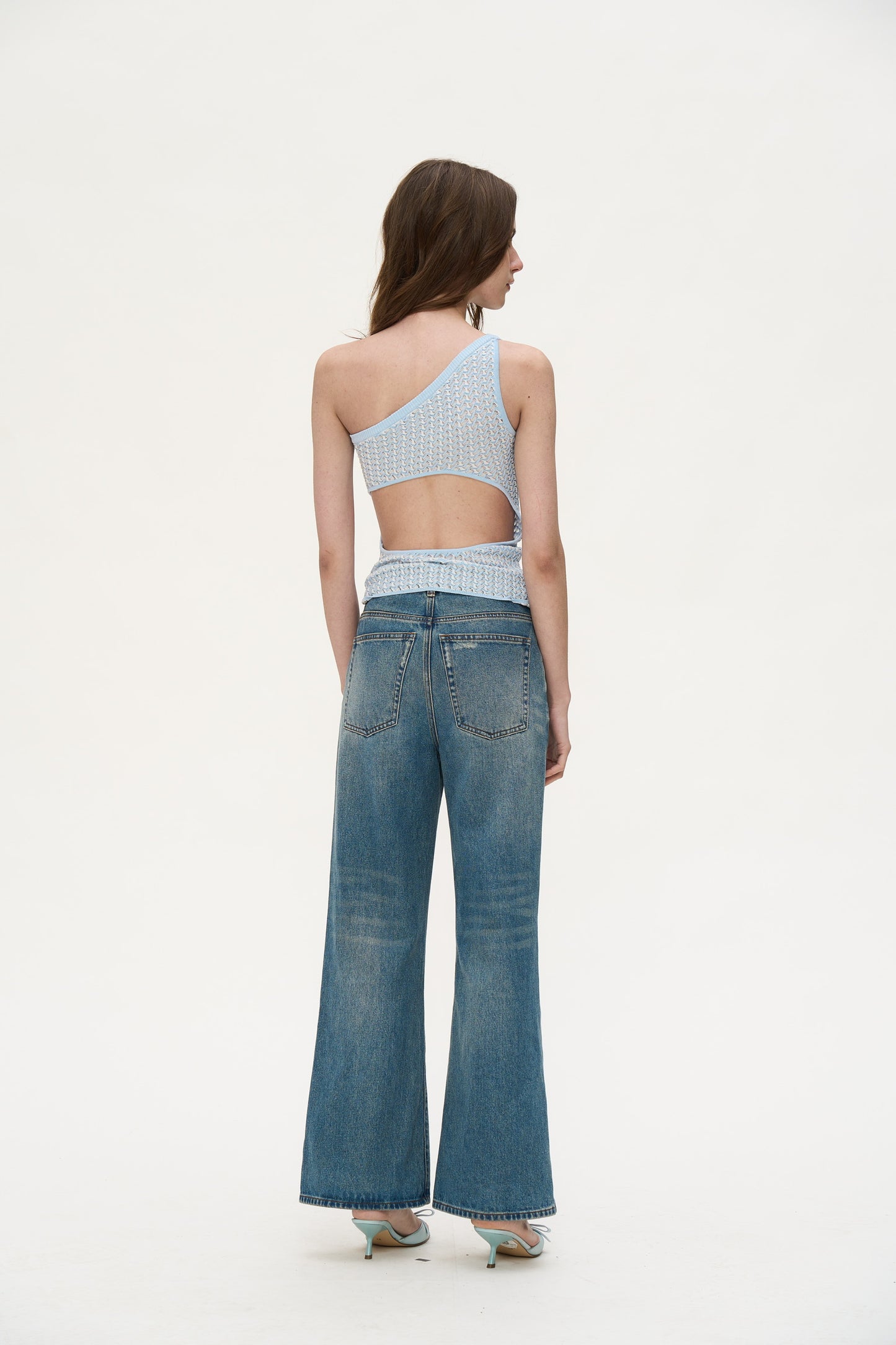 Junie Backless Knit Top in Blue