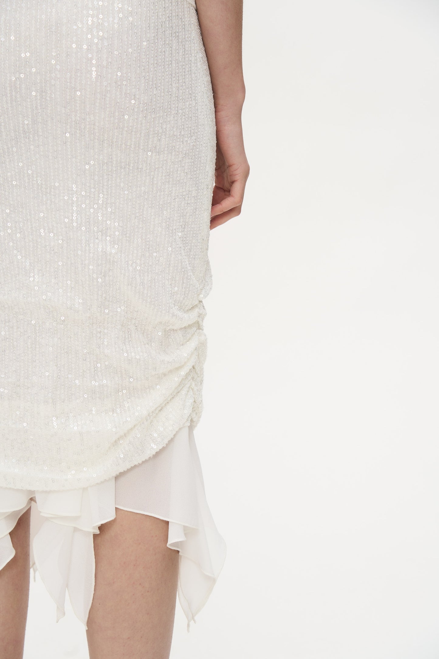 Sella Patchwork Sequin Skirt in White