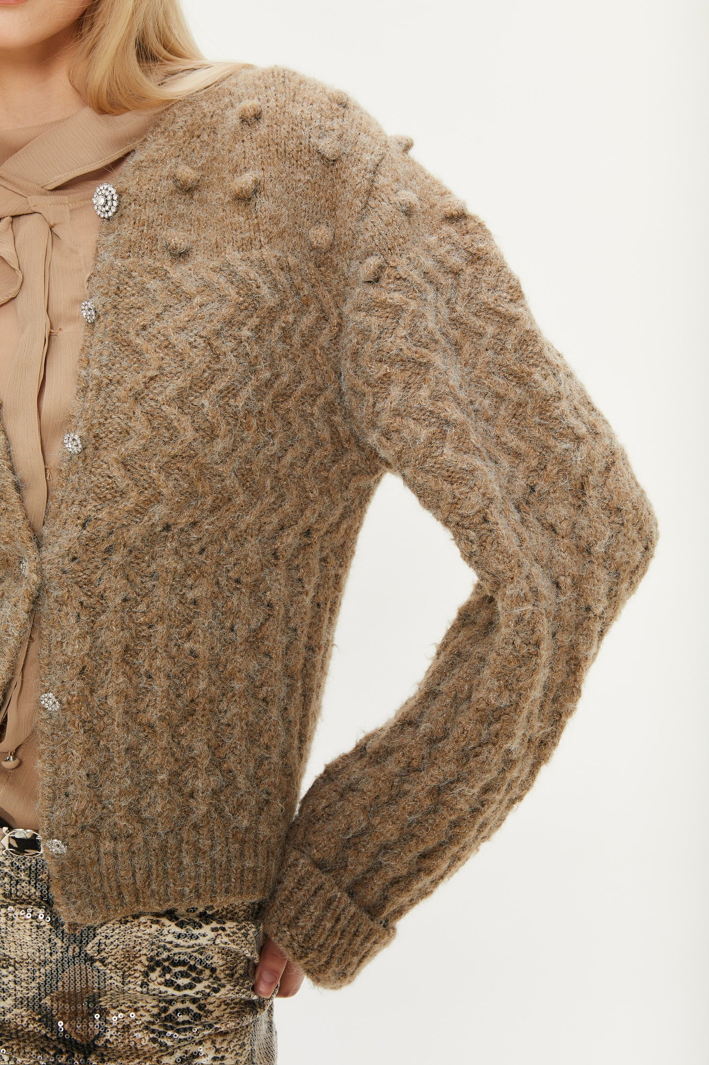 Collin Knit Sweater Cardigan in Brown