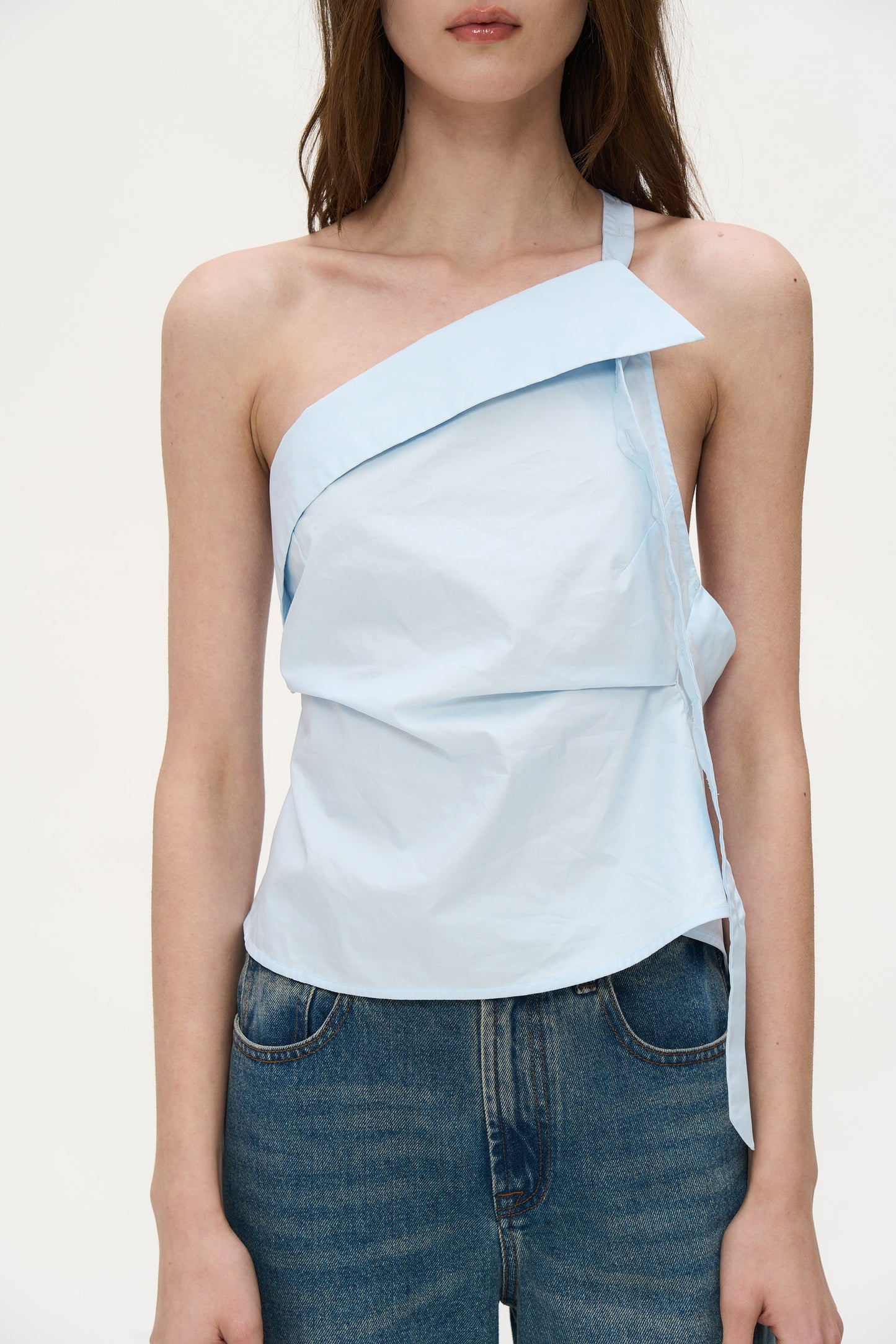 Farris Strapless Backless Top in Blue