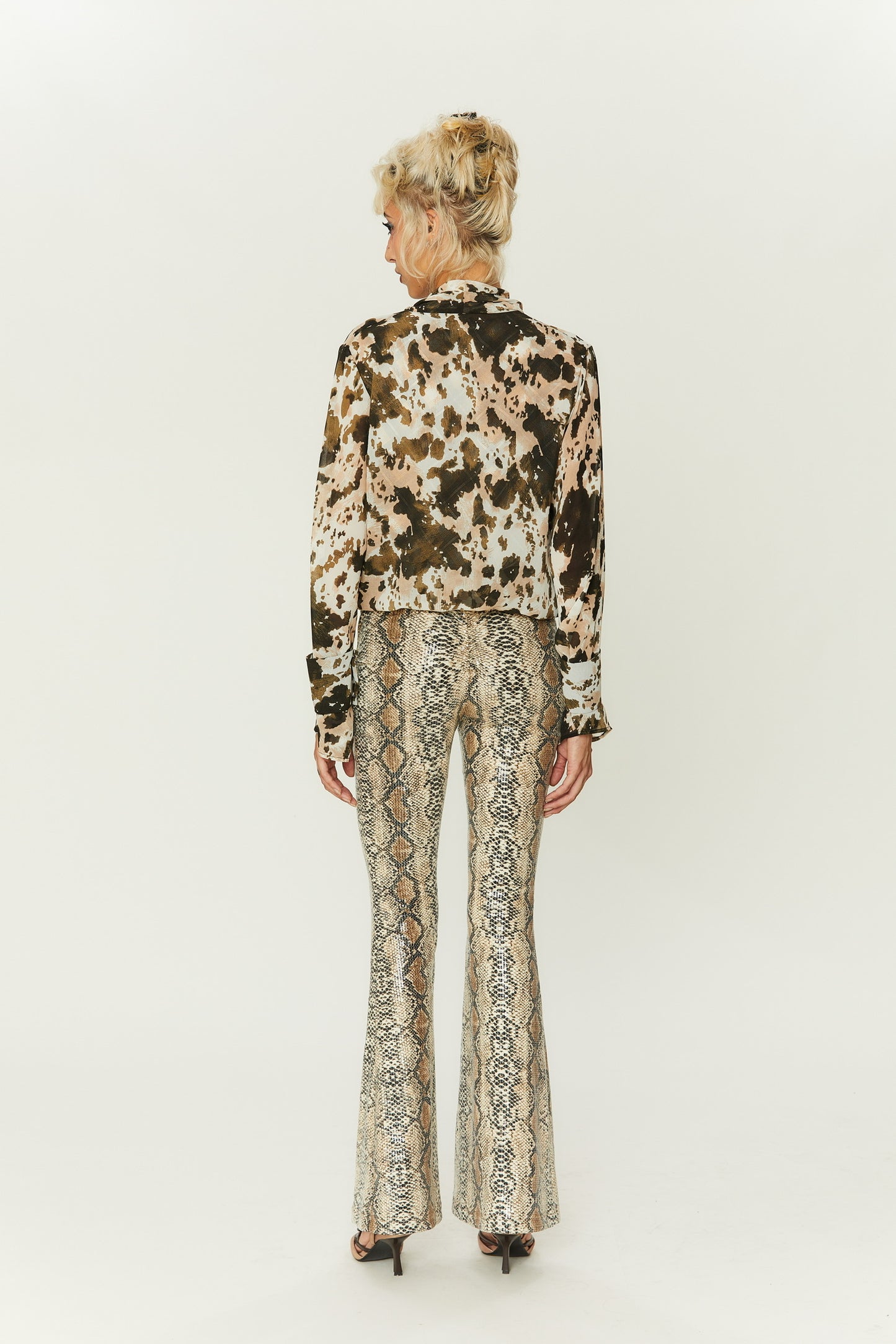 Yala Sequined Flared Pants in Brown