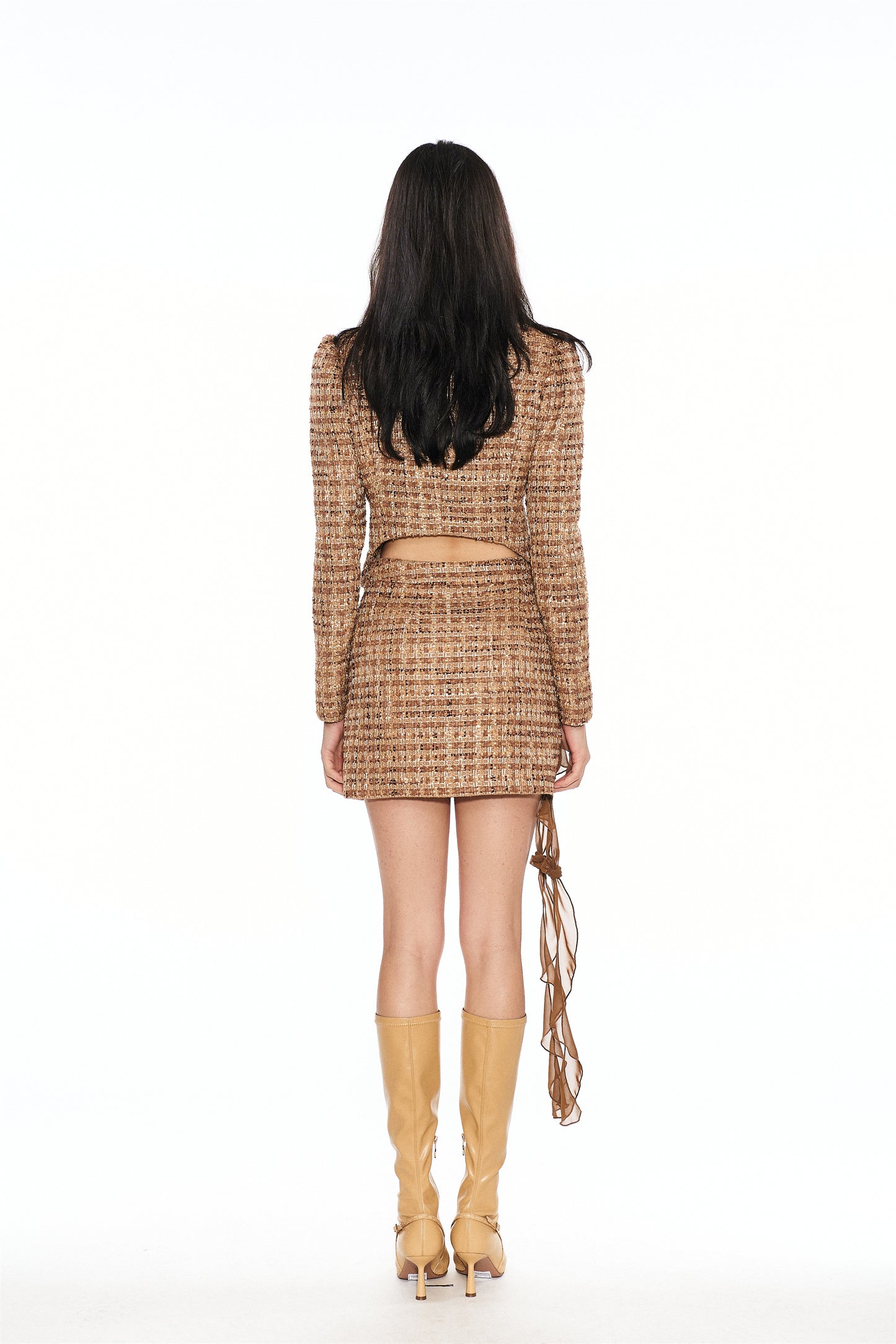 Nina Woven Tweed Mini Skirt in Yellow