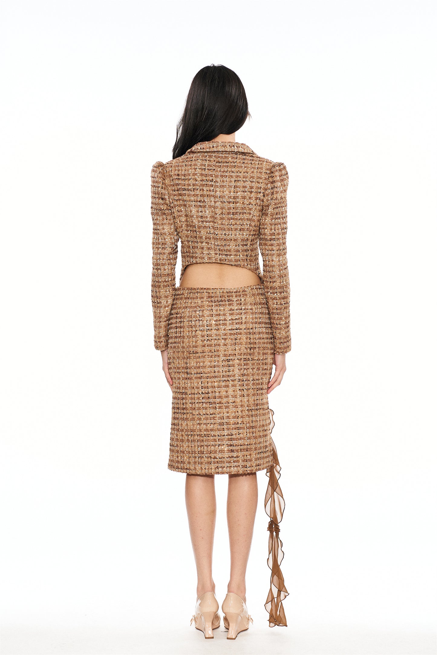 Liz Woven Tweed Skirt in Yellow