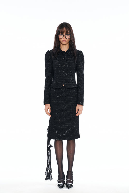 Norma Slim-Fit Woven Tweed Outwear in Black