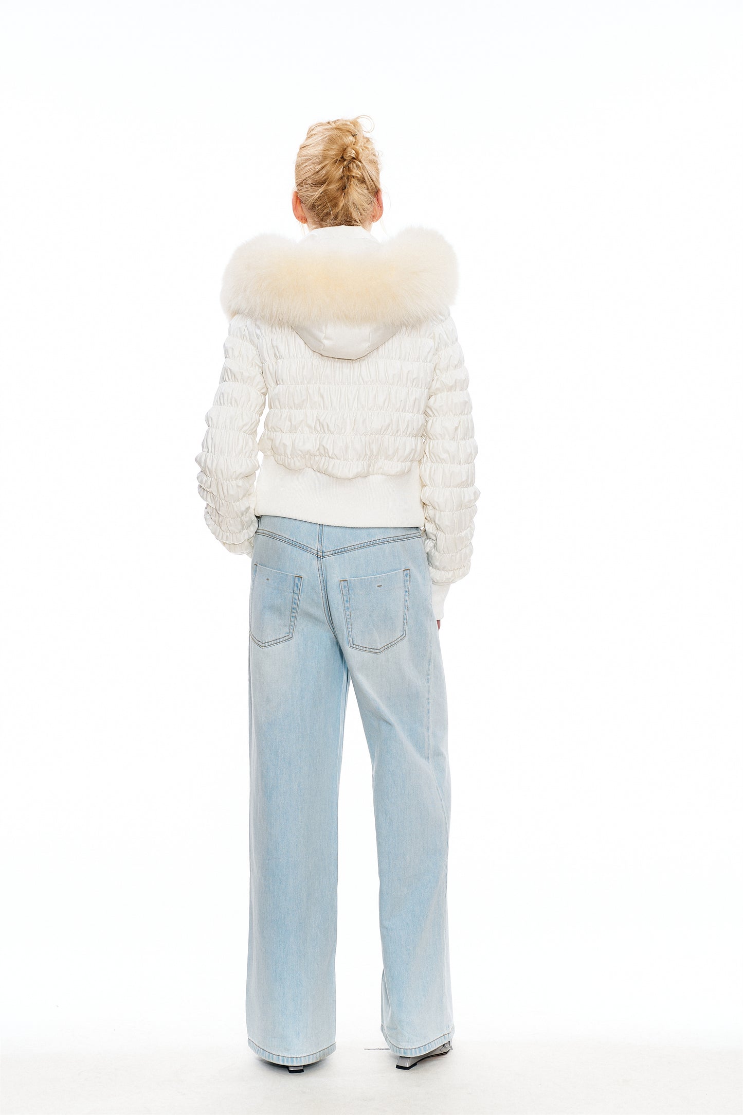 Erica Fox Fur-Trimmed Cotton Jacket in White