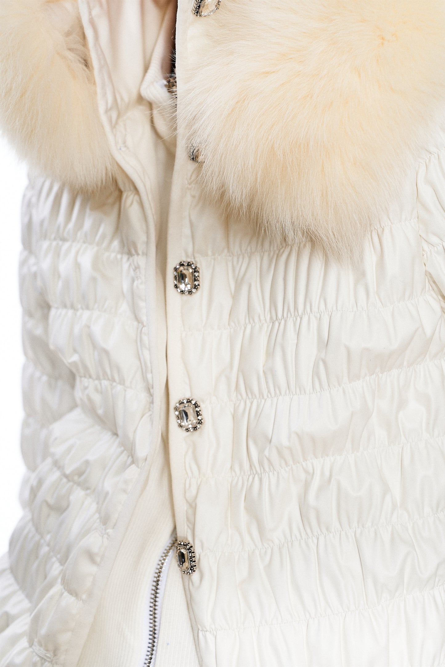 Erica Fox Fur-Trimmed Cotton Jacket in White