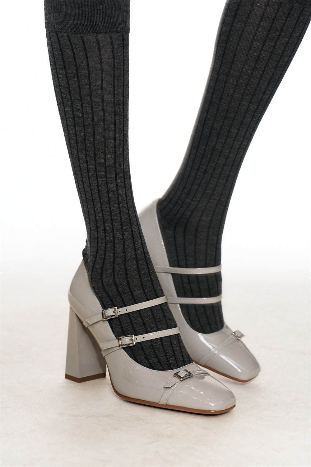 Melanie Lace-up Heels in Gray