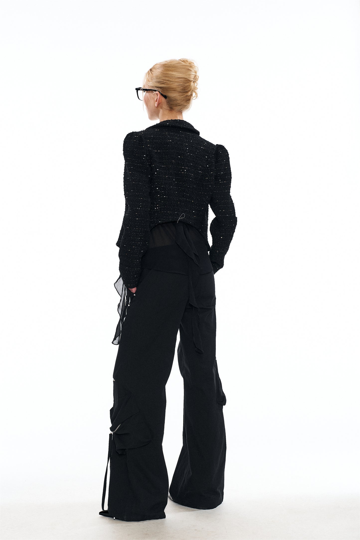 Mavis Low-Waist Cargo Pants in Black