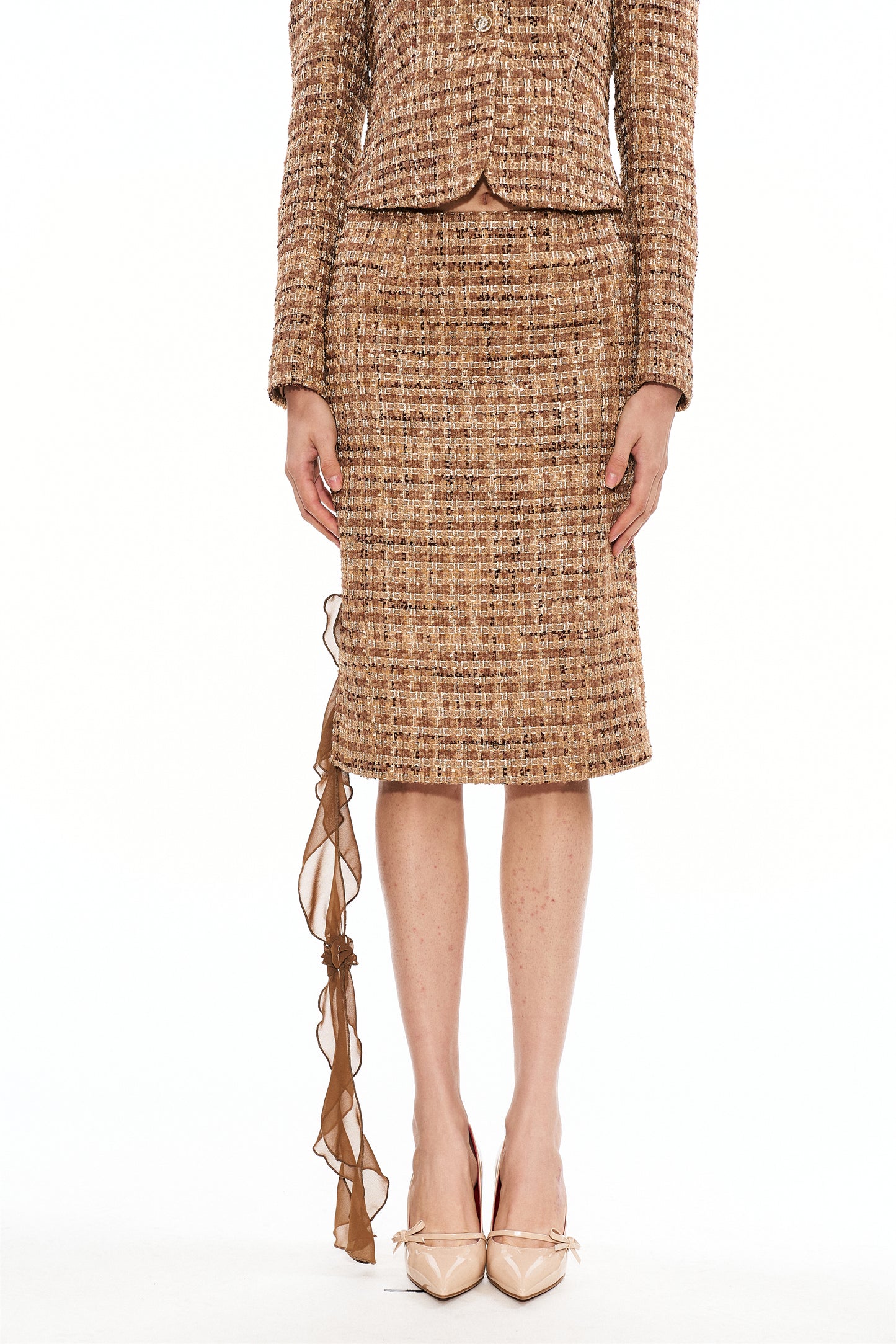 Liz Woven Tweed Skirt in Yellow