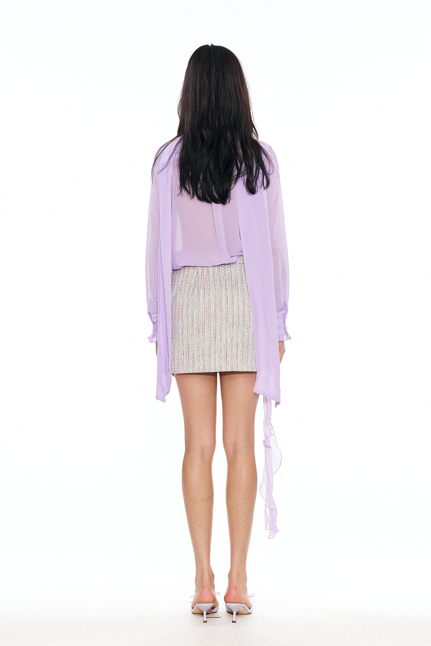 Nina Woven Tweed Mini Skirt in Light Purple