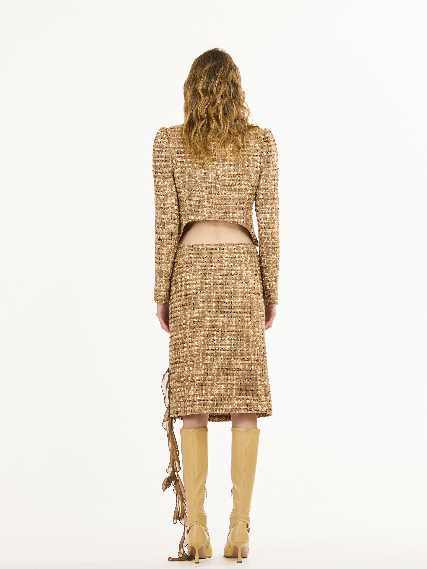 Liz Woven Tweed Skirt in Yellow