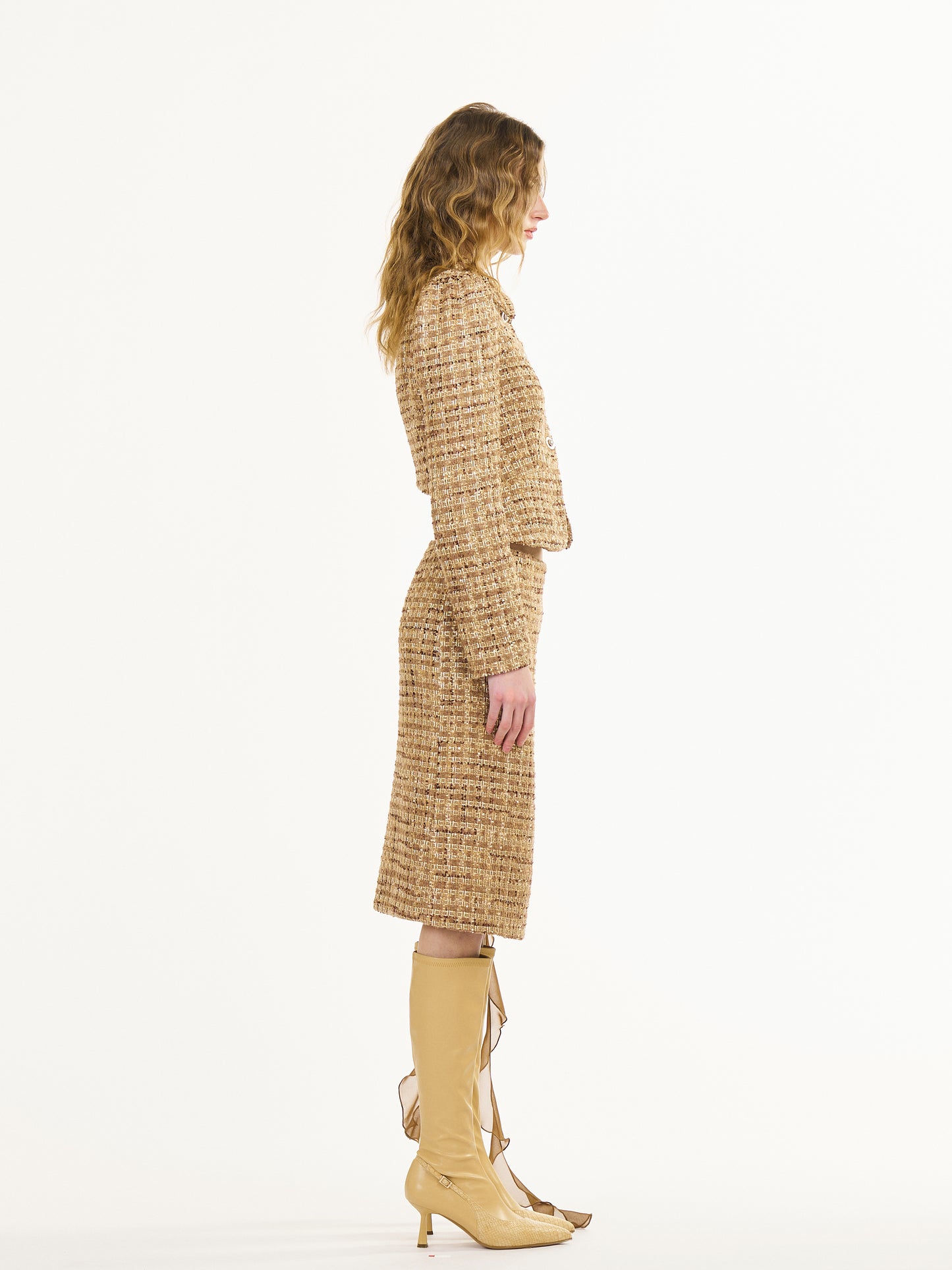 Liz Woven Tweed Skirt in Yellow