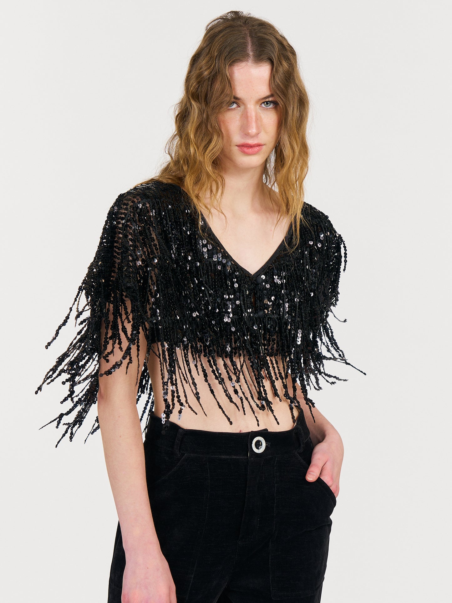 Kylie Reversible Sequin Cape