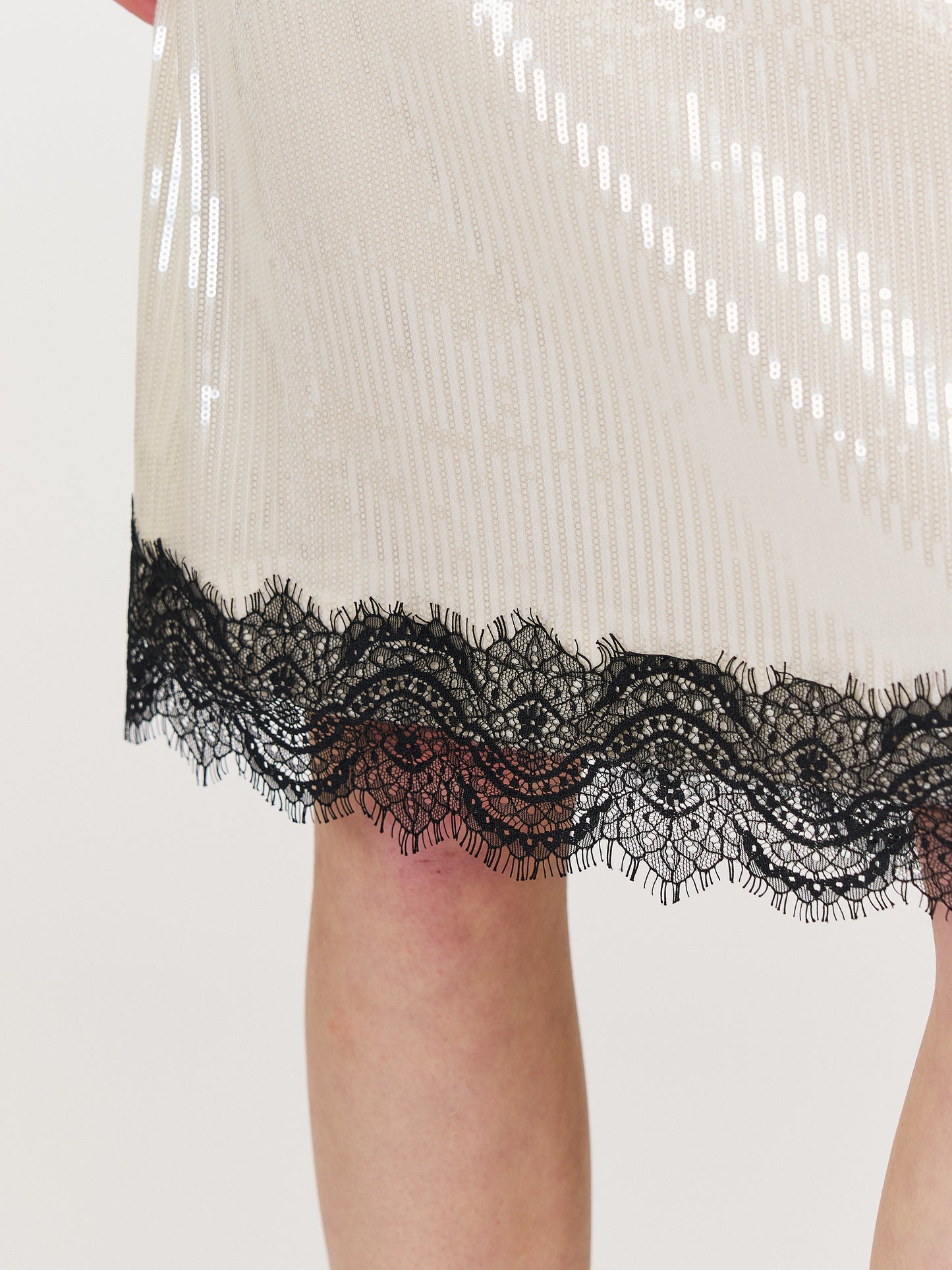 Rylee Sequin Lace Panel Midi Skirt