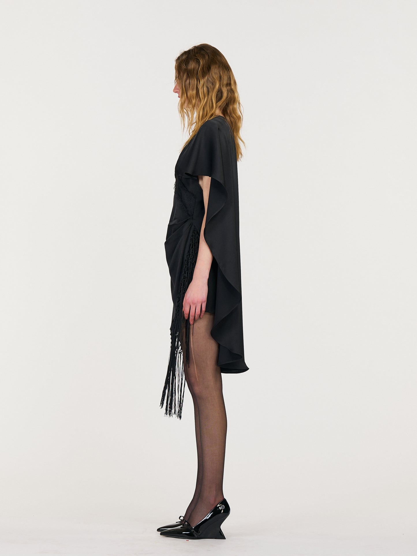 Hazel Cape-Style Tassel Dress