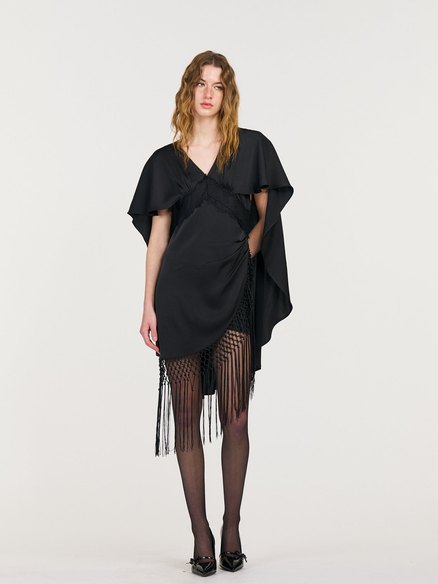 Hazel Cape-Style Tassel Dress