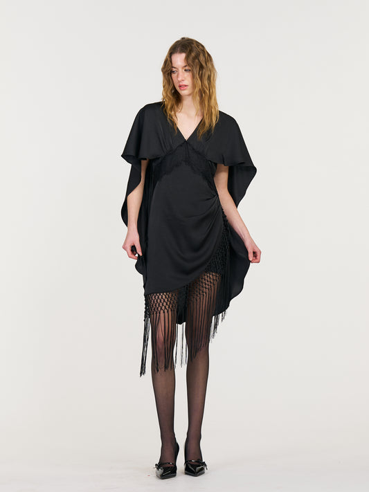 Hazel Cape-Style Tassel Dress