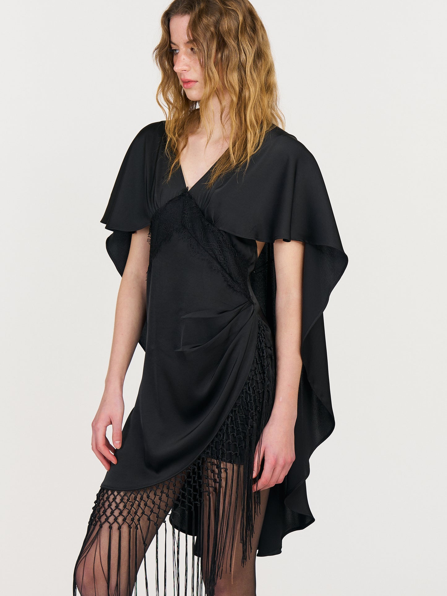 Hazel Cape-Style Tassel Dress