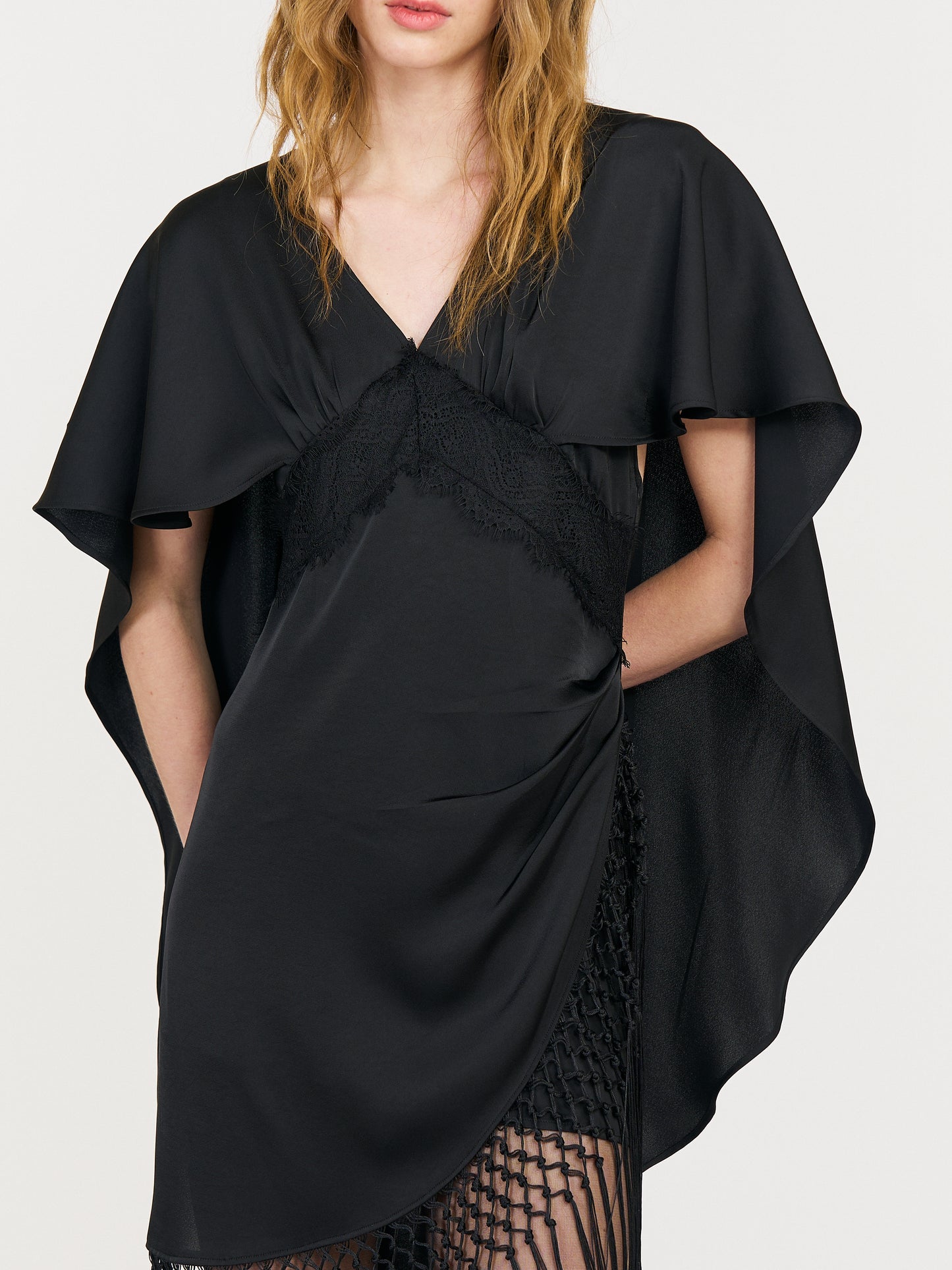 Hazel Cape-Style Tassel Dress