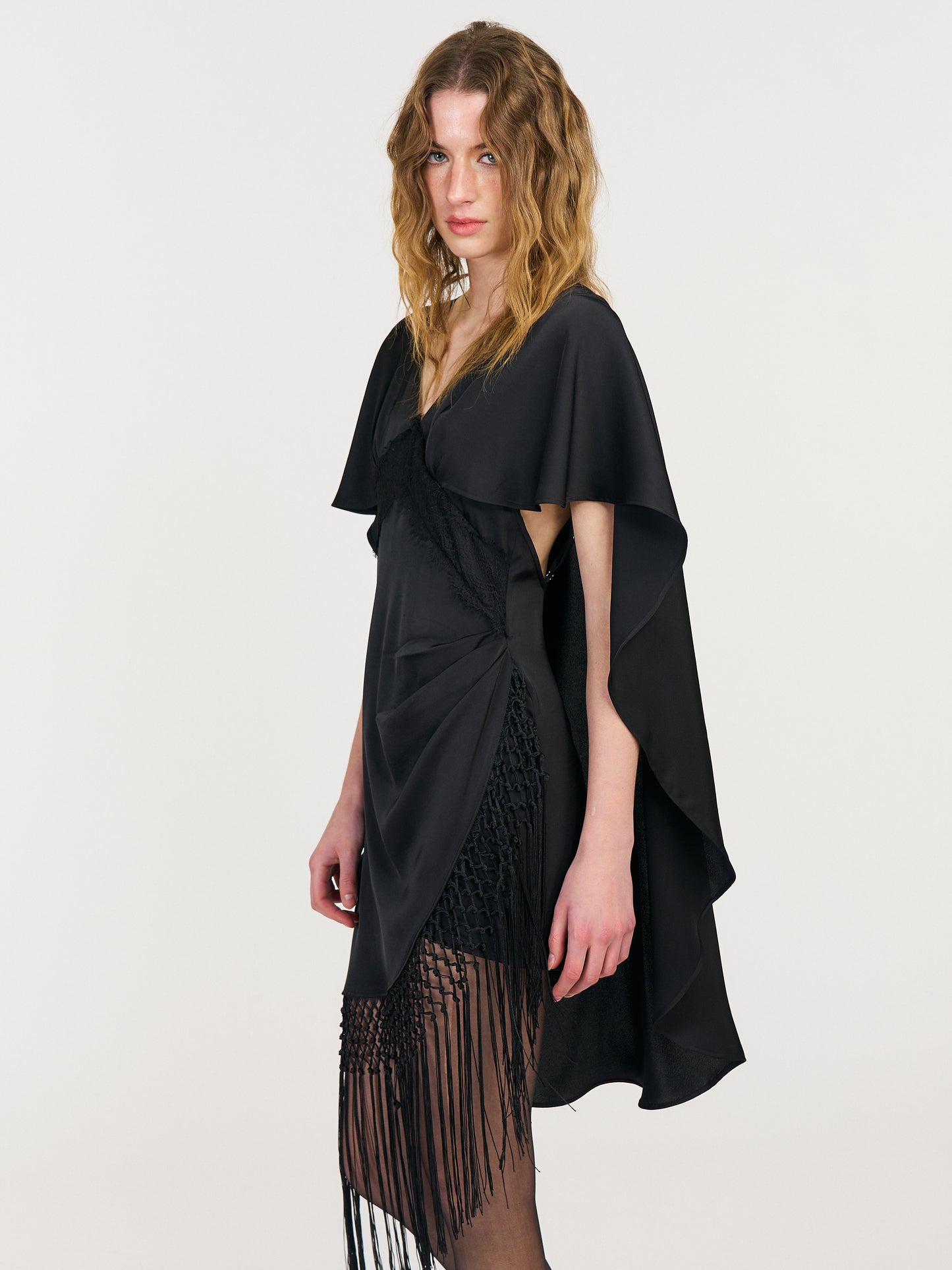 Hazel Cape-Style Tassel Dress