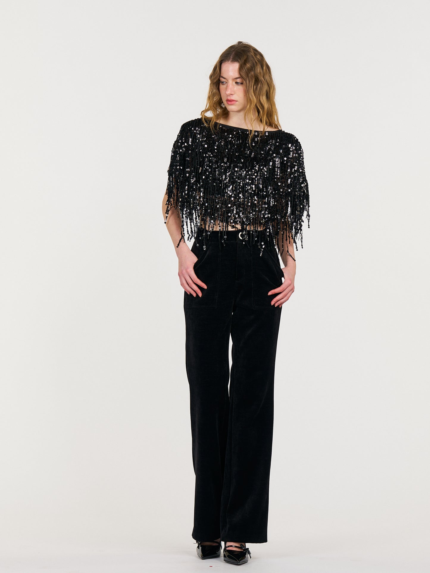 Kylie Reversible Sequin Cape