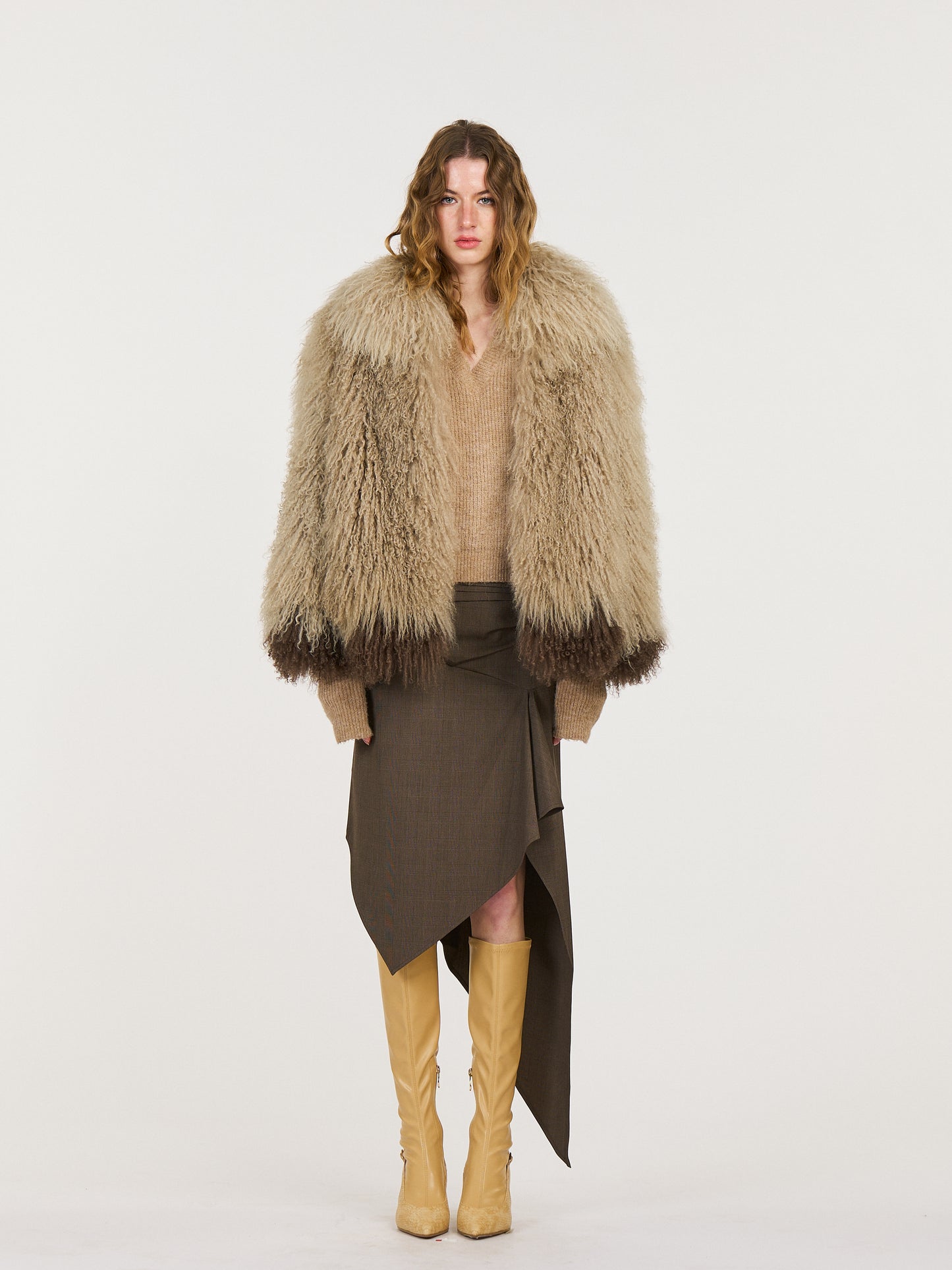 Zanna Two Colors Mongonlian fur Loose Coat