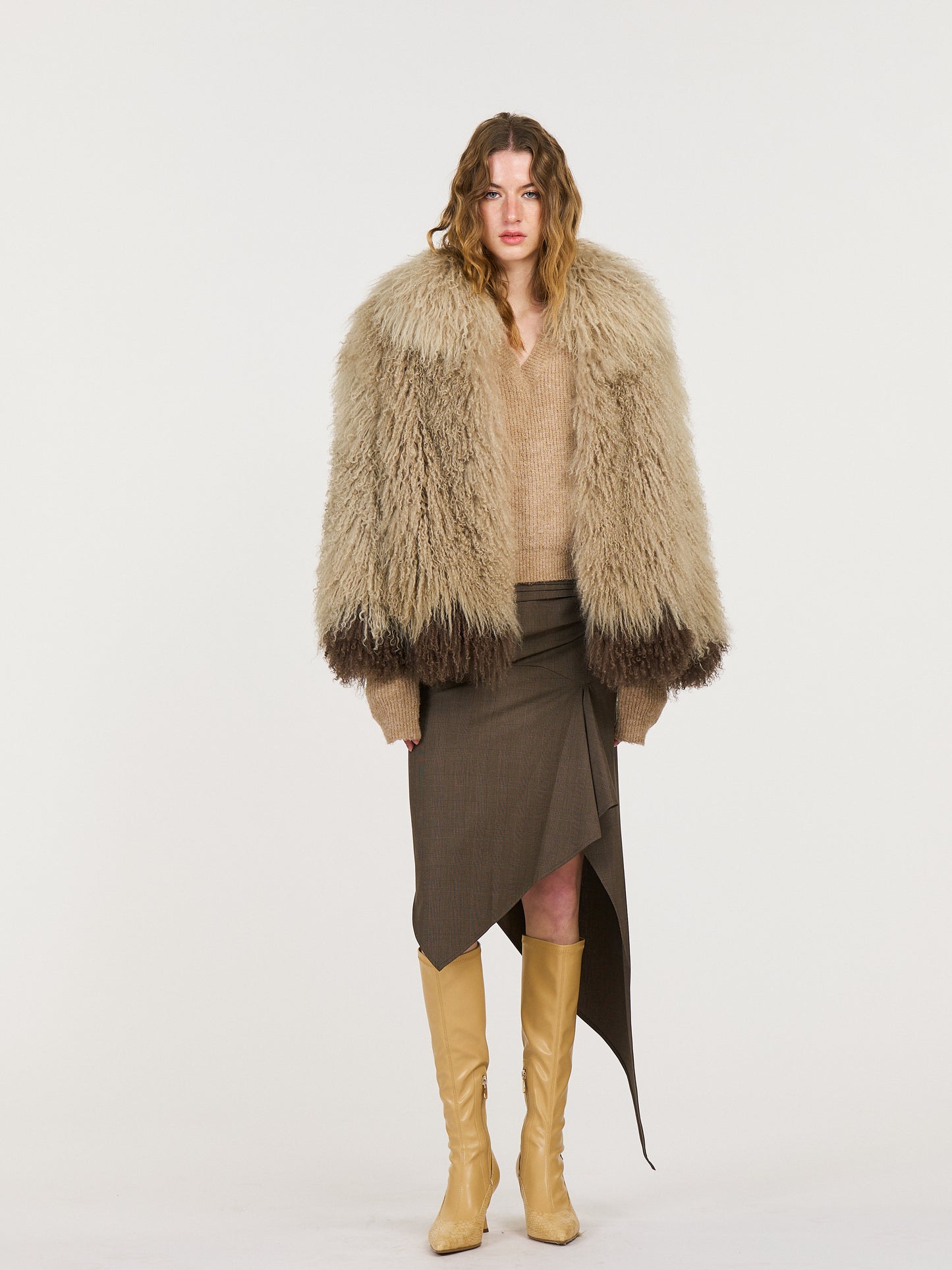 Zanna Two Colors Mongonlian fur Loose Coat