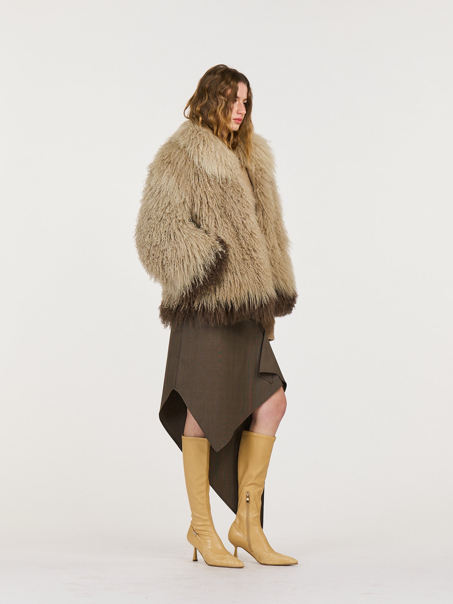 Zanna Two Colors Mongonlian fur Loose Coat