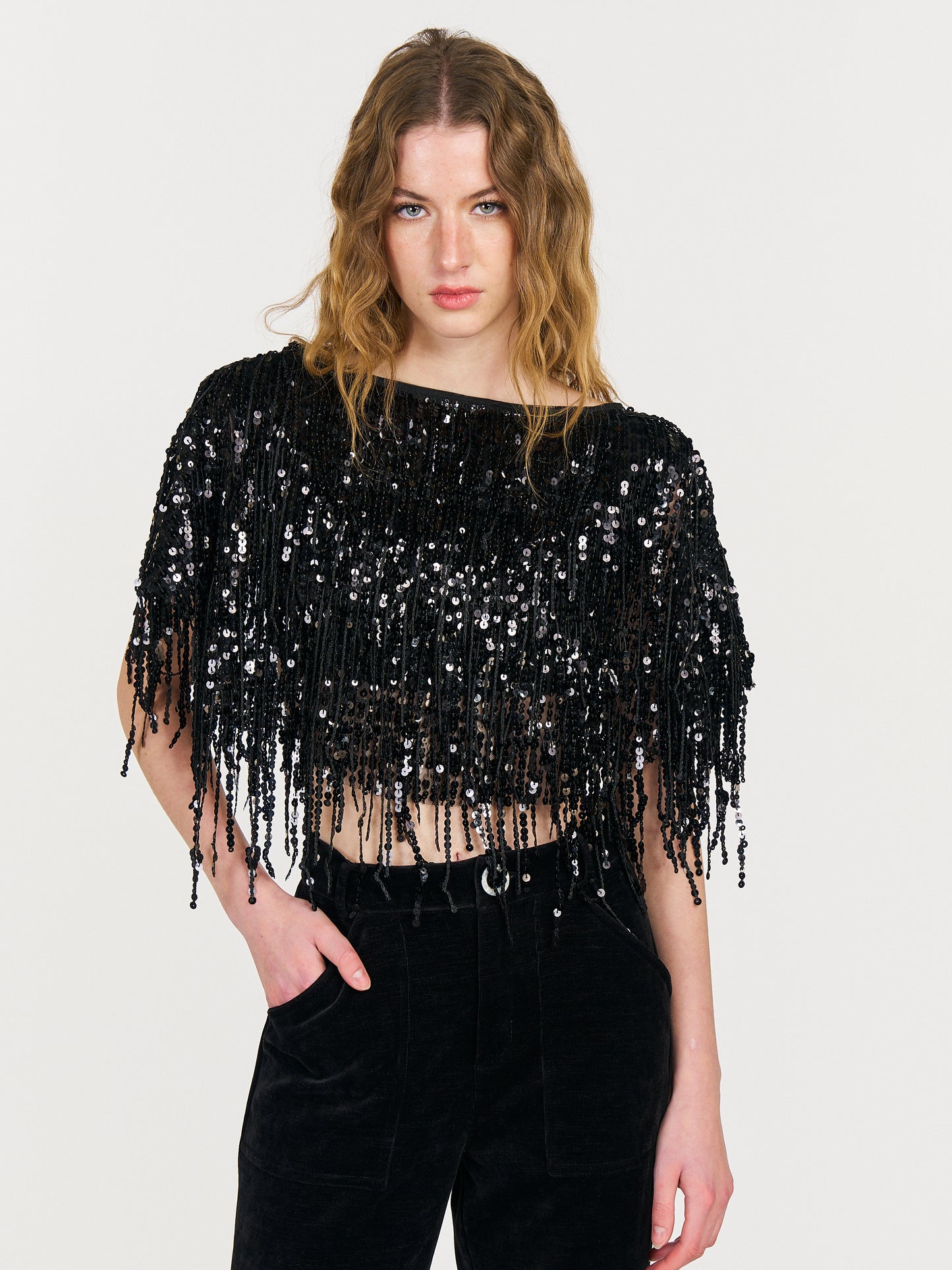 Kylie Reversible Sequin Cape