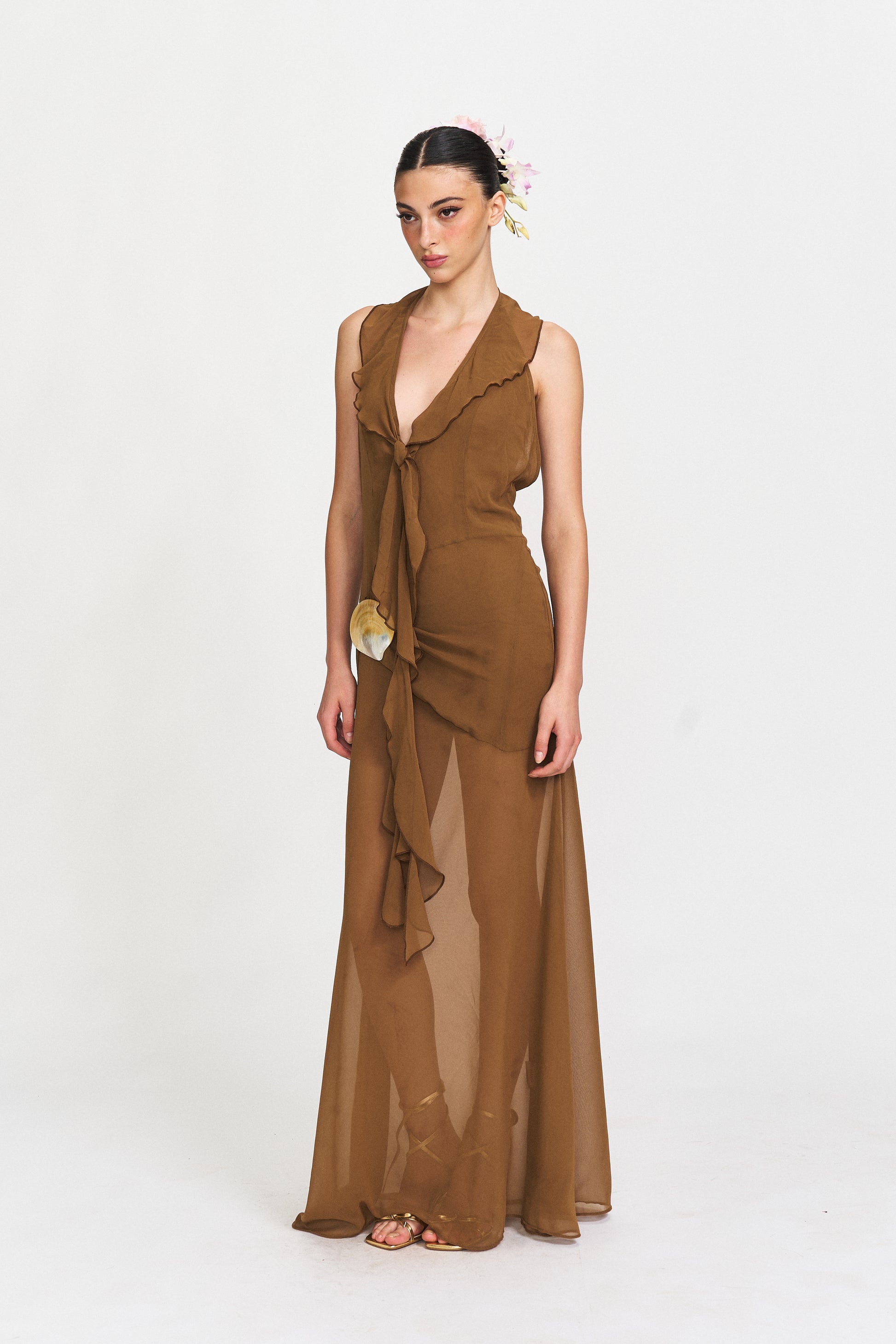 Autumn Halter Neck Maxi Dress Pann Autumn Halter Neck Maxi Dress Pann
