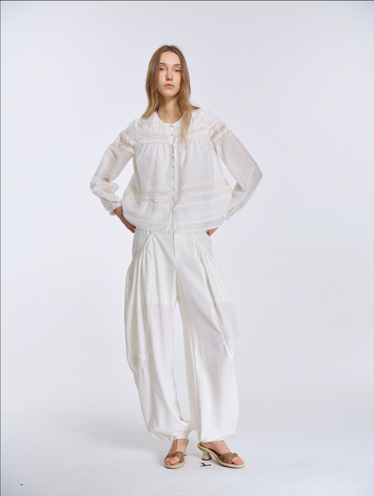 Sage Lace Panelled Blouse