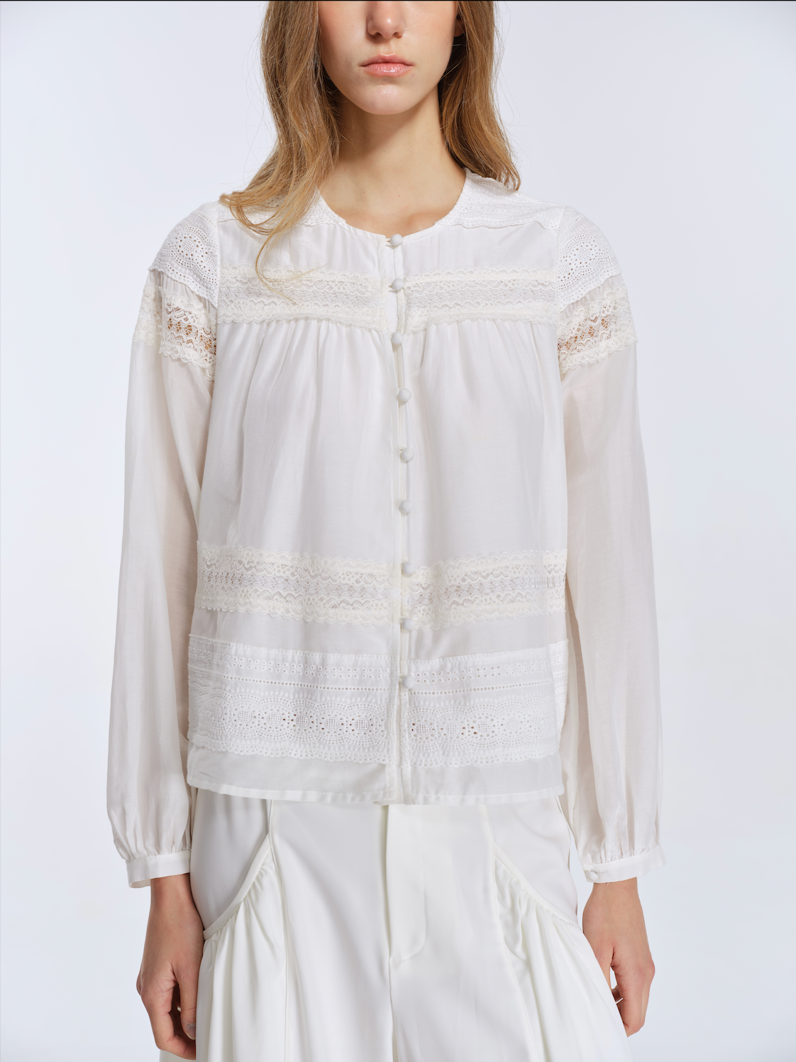 Sage Lace Panelled Blouse