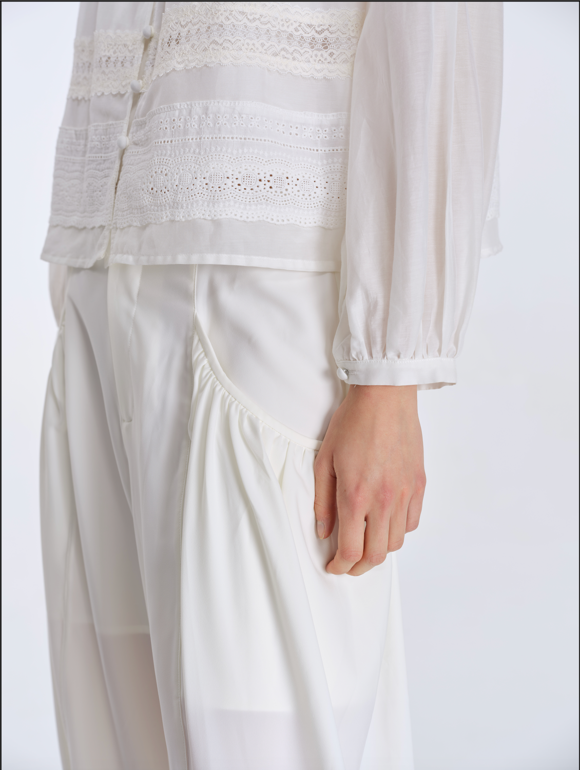 Sage Lace Panelled Blouse