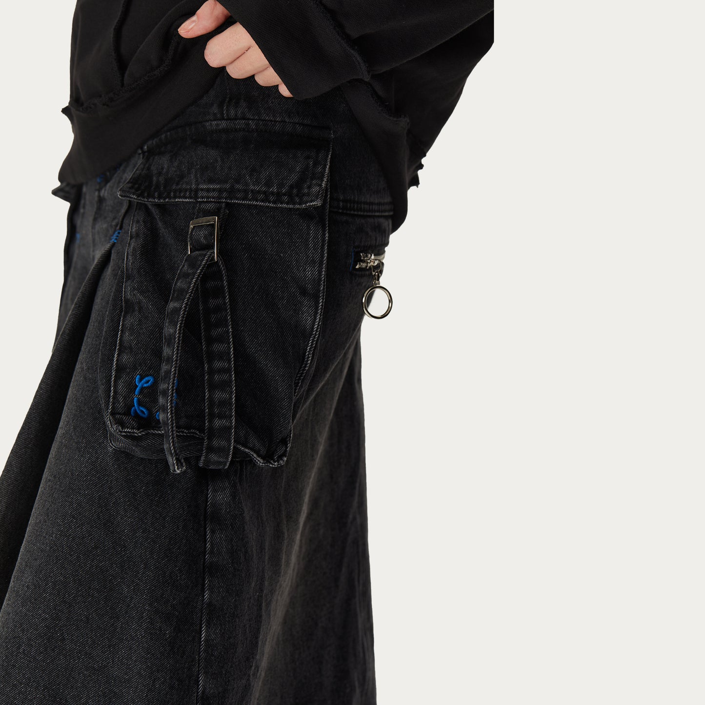 Opal Denim low-rise skirt in Black