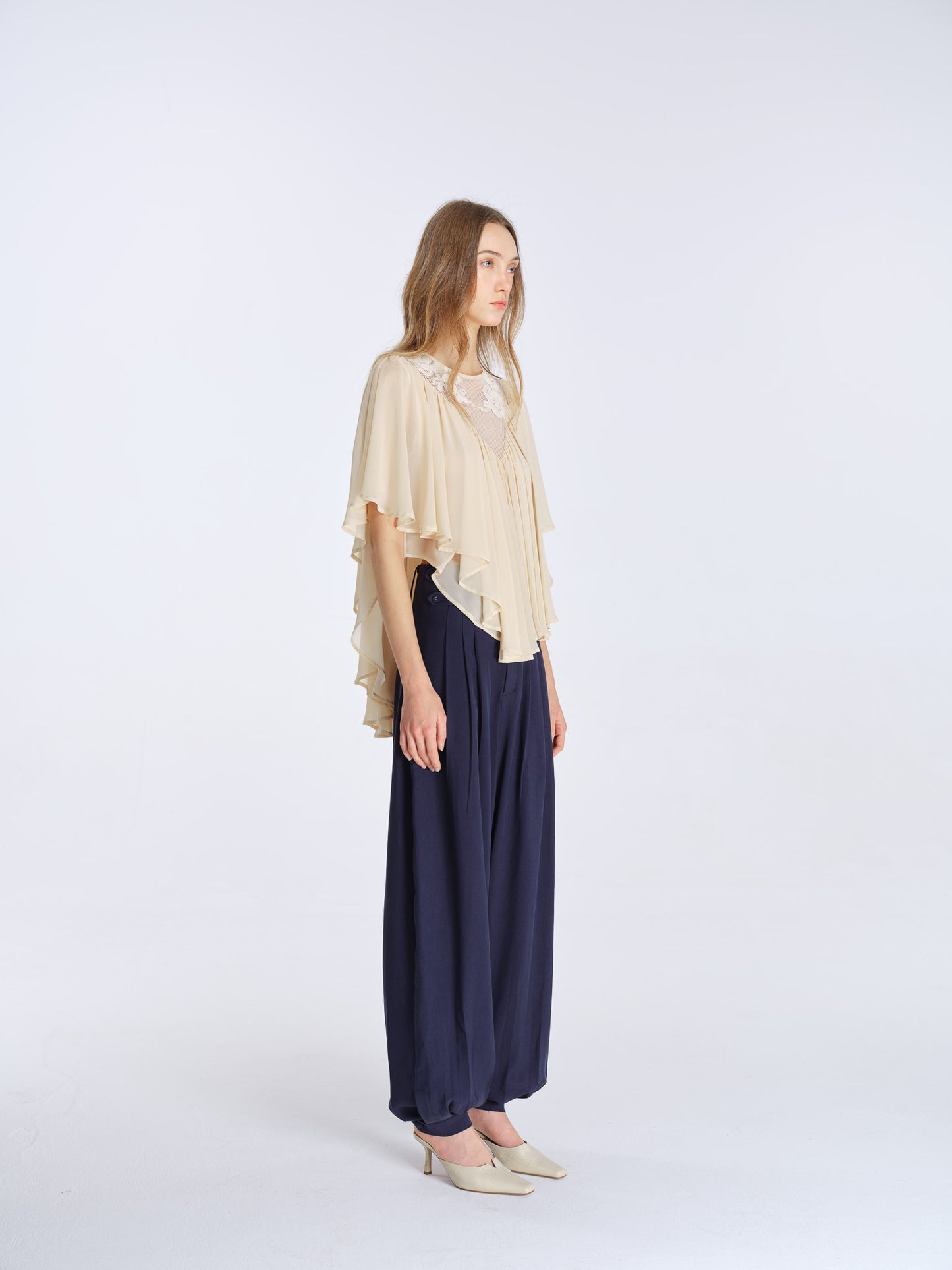 Milo Draped Trousers-Navy